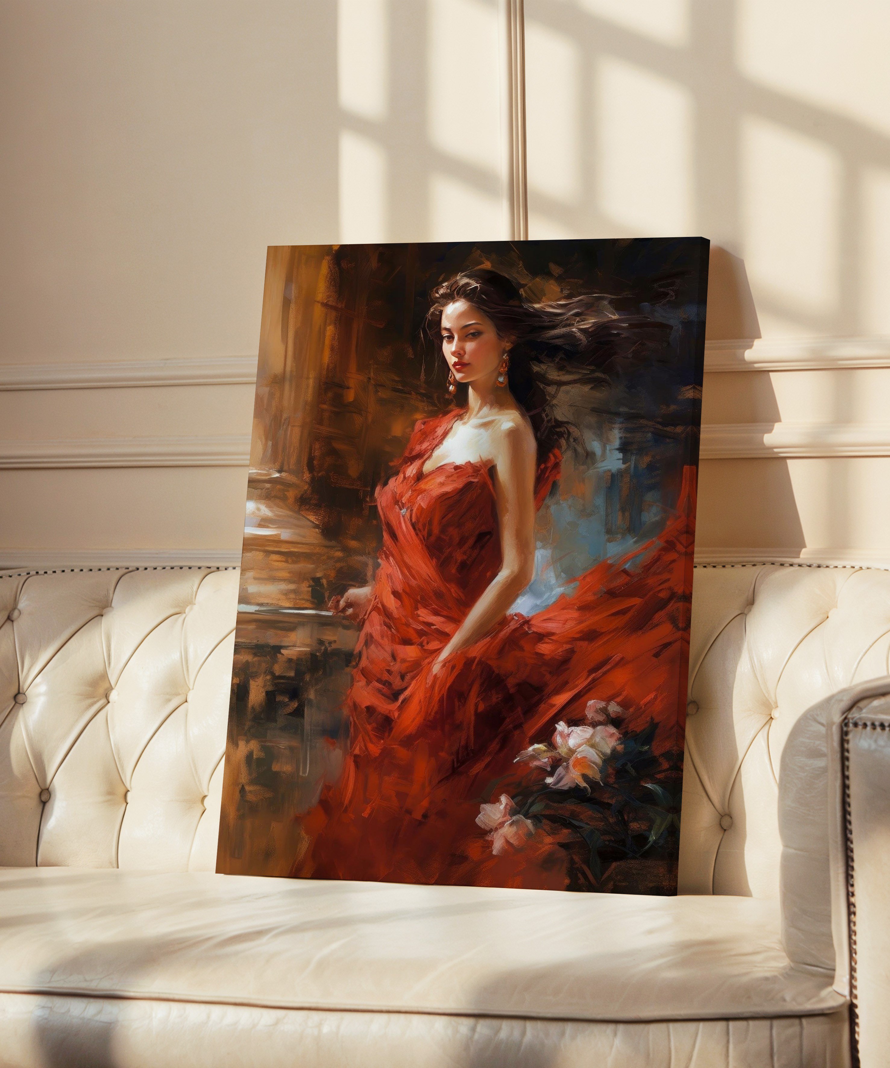 Asil Kırmızı 2 | Yağlıboya dokulu canvas baskı