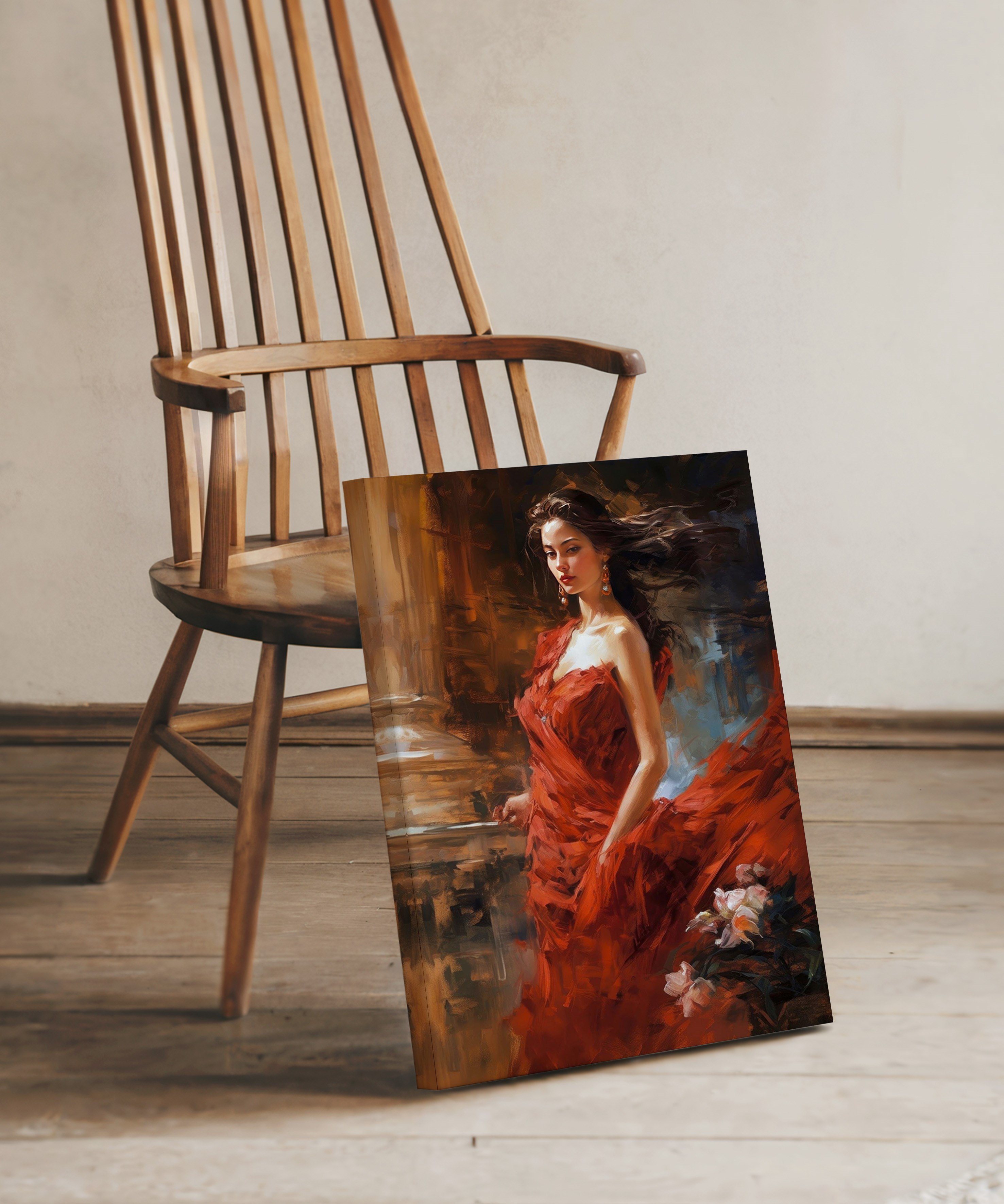 Asil Kırmızı 2 | Yağlıboya dokulu canvas baskı
