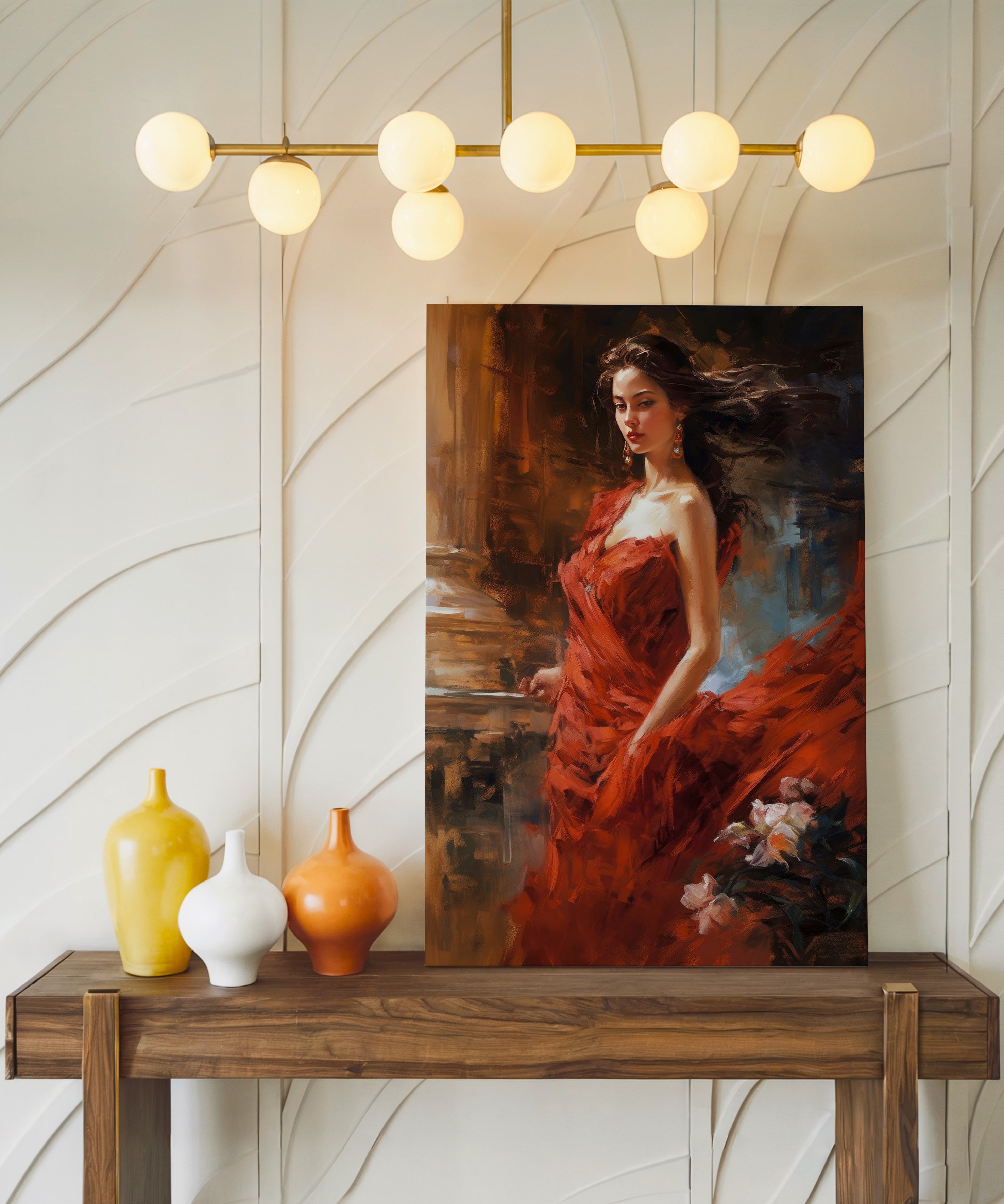 Asil Kırmızı 2 | Yağlıboya dokulu canvas baskı
