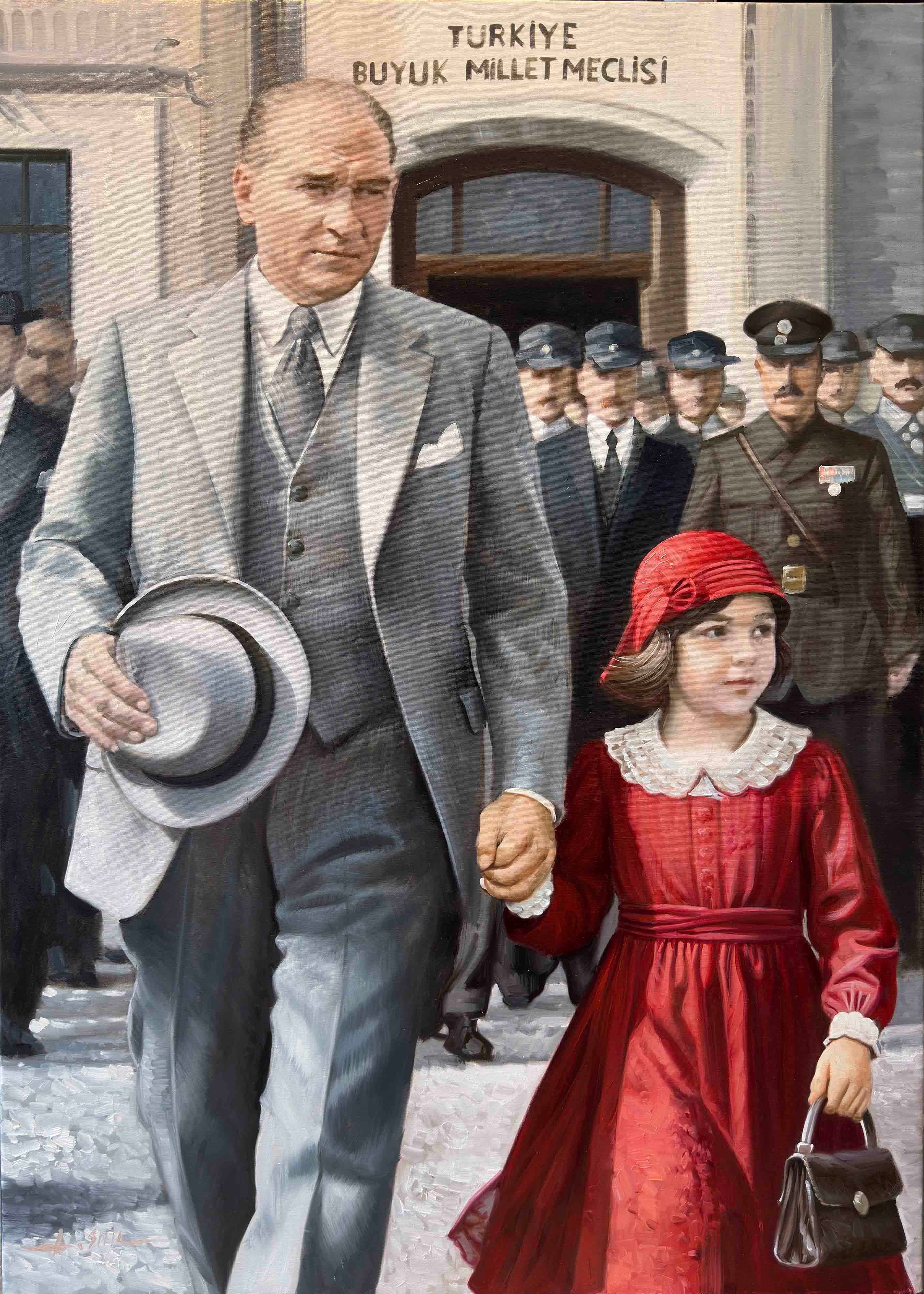 Atatürk'ün Çocuk Sevgisi | Sipariş Yağlı Boya Tablo