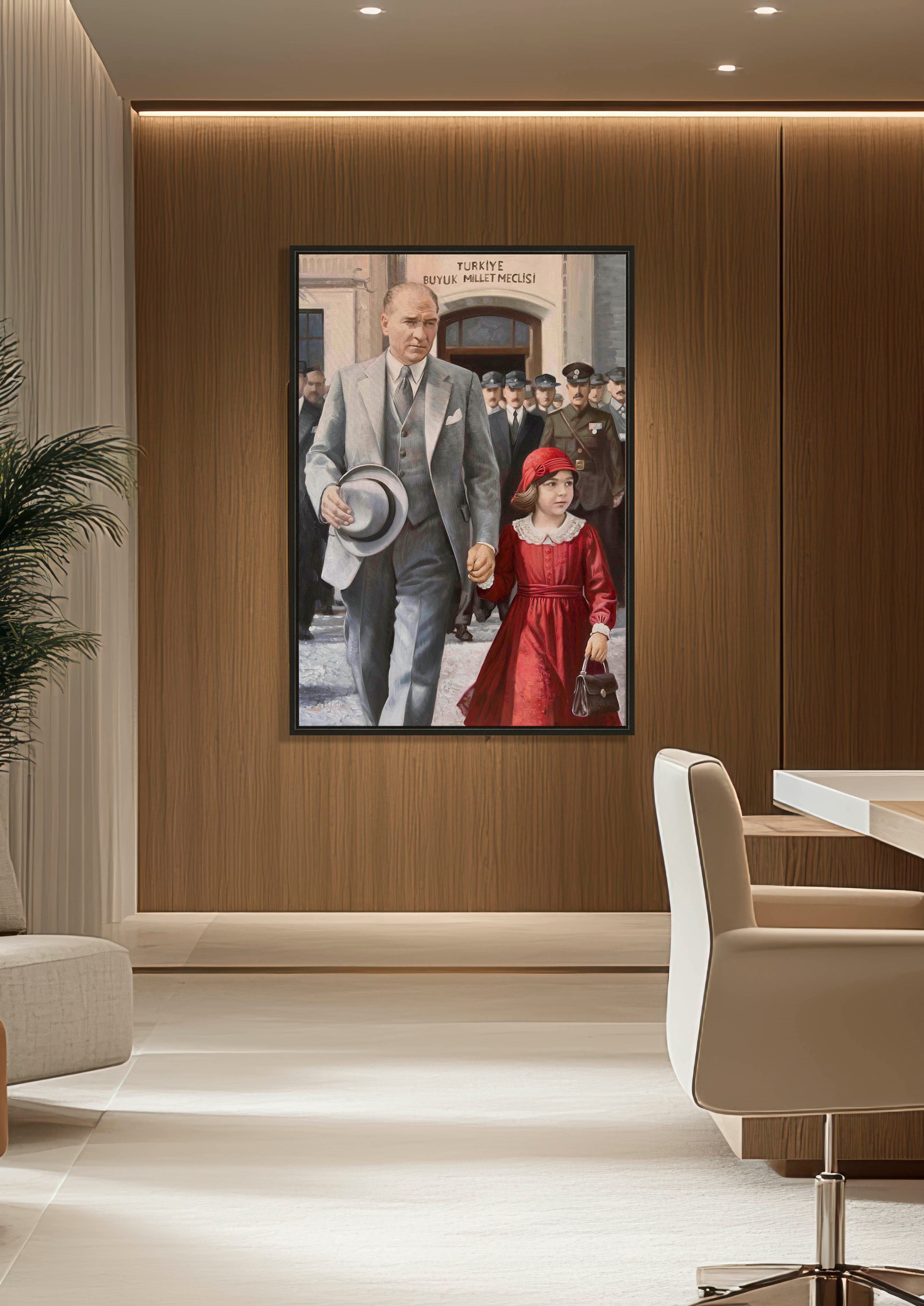 Atatürk'ün Çocuk Sevgisi | Sipariş Yağlı Boya Tablo
