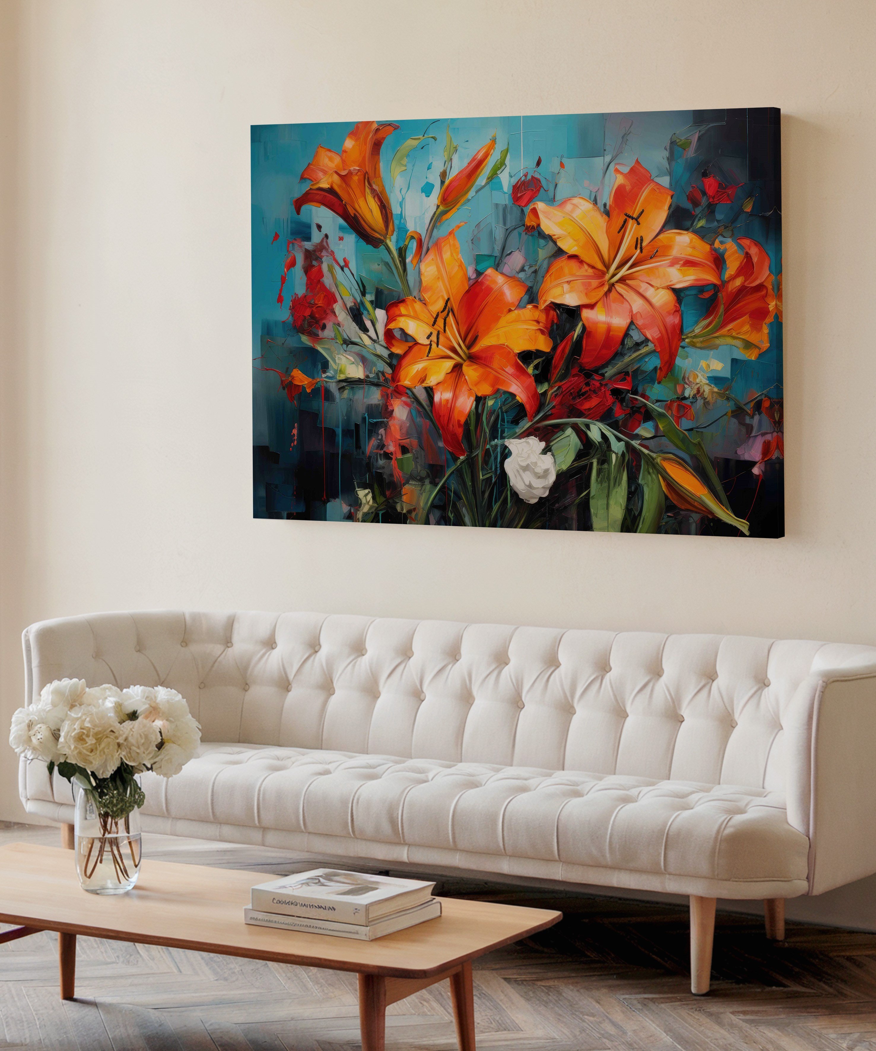 Ateş Zambakları | Yağlı Boya Dokulu Canvas Baskı