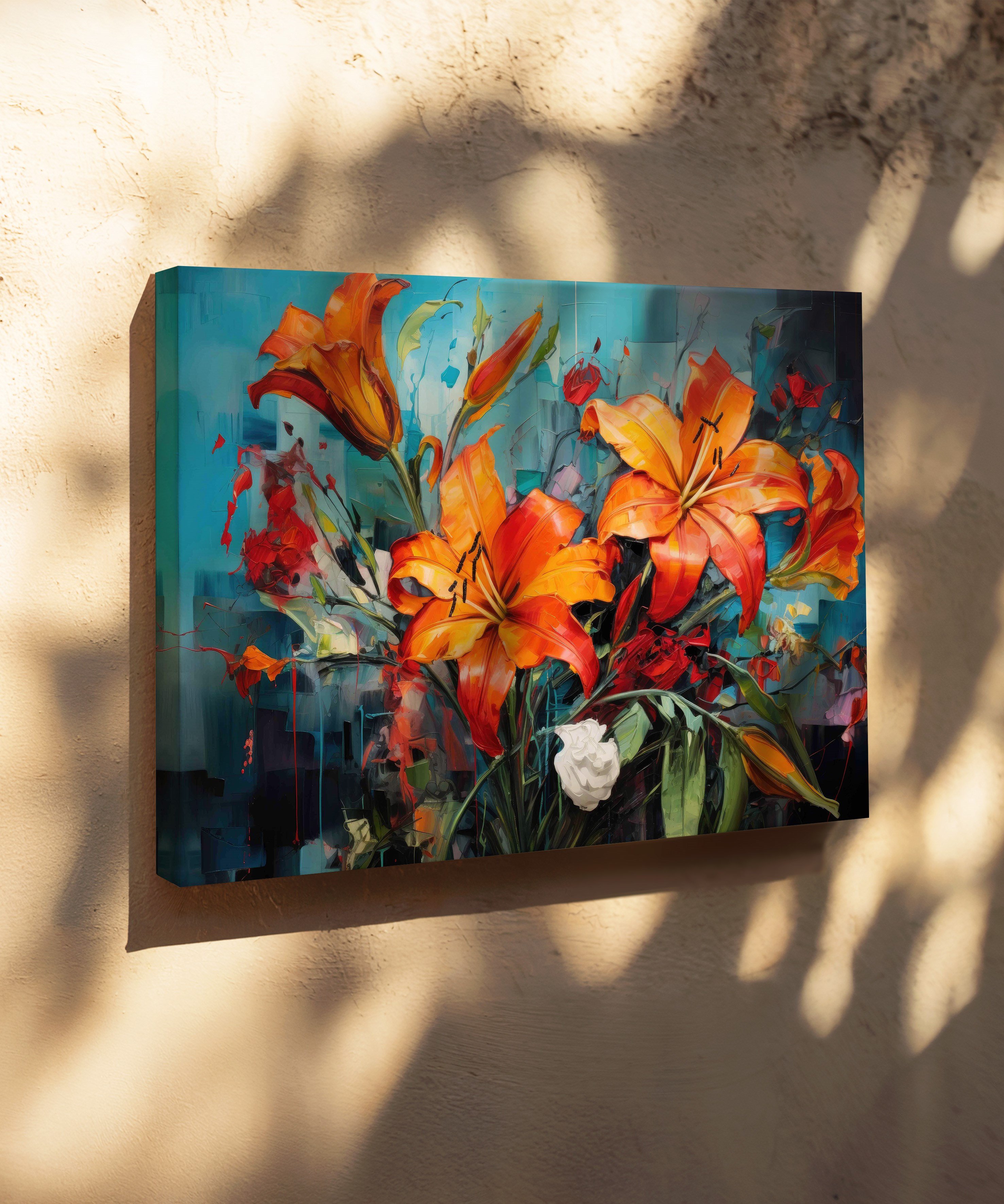 Ateş Zambakları | Yağlı Boya Dokulu Canvas Baskı