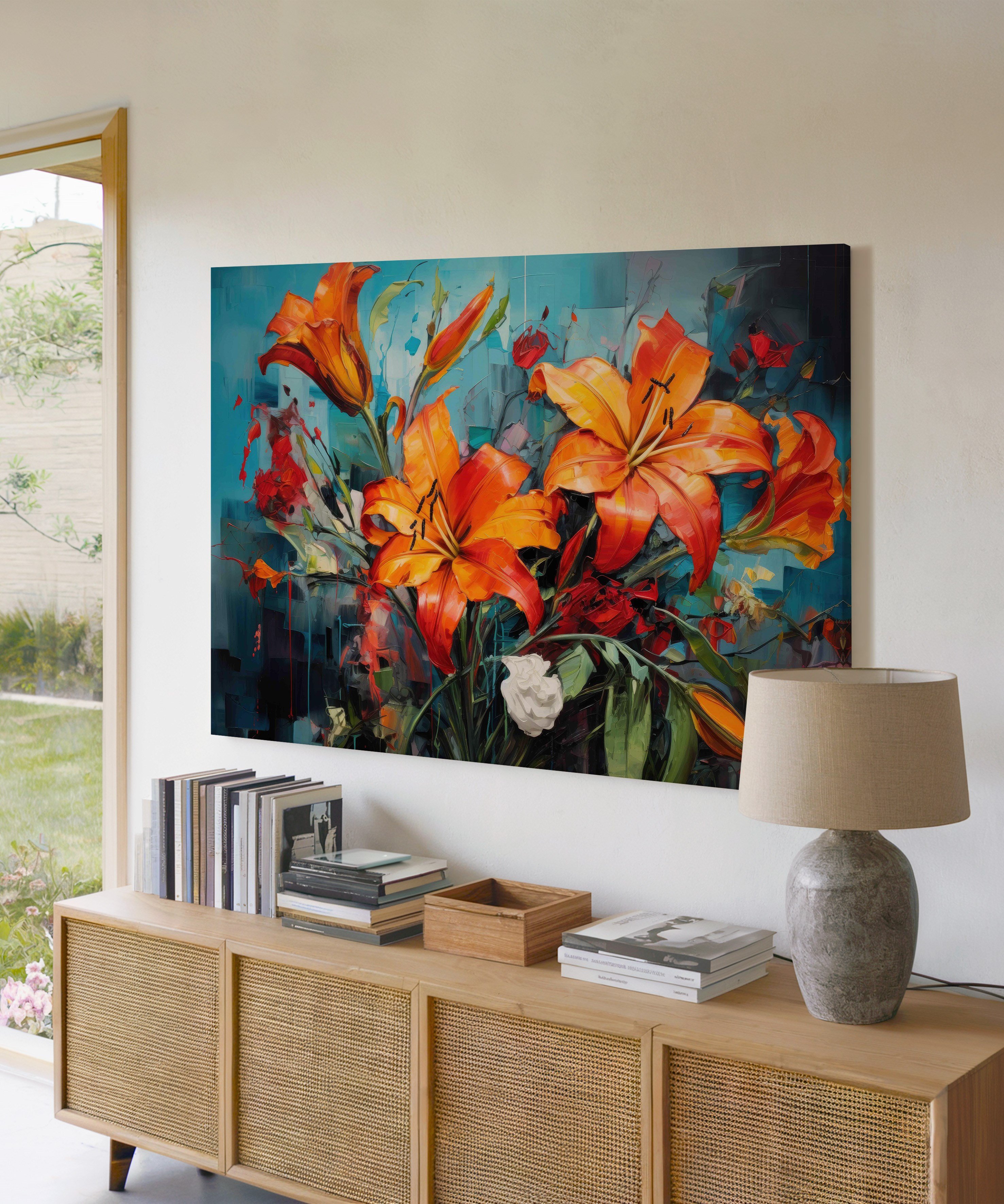 Ateş Zambakları | Yağlı Boya Dokulu Canvas Baskı