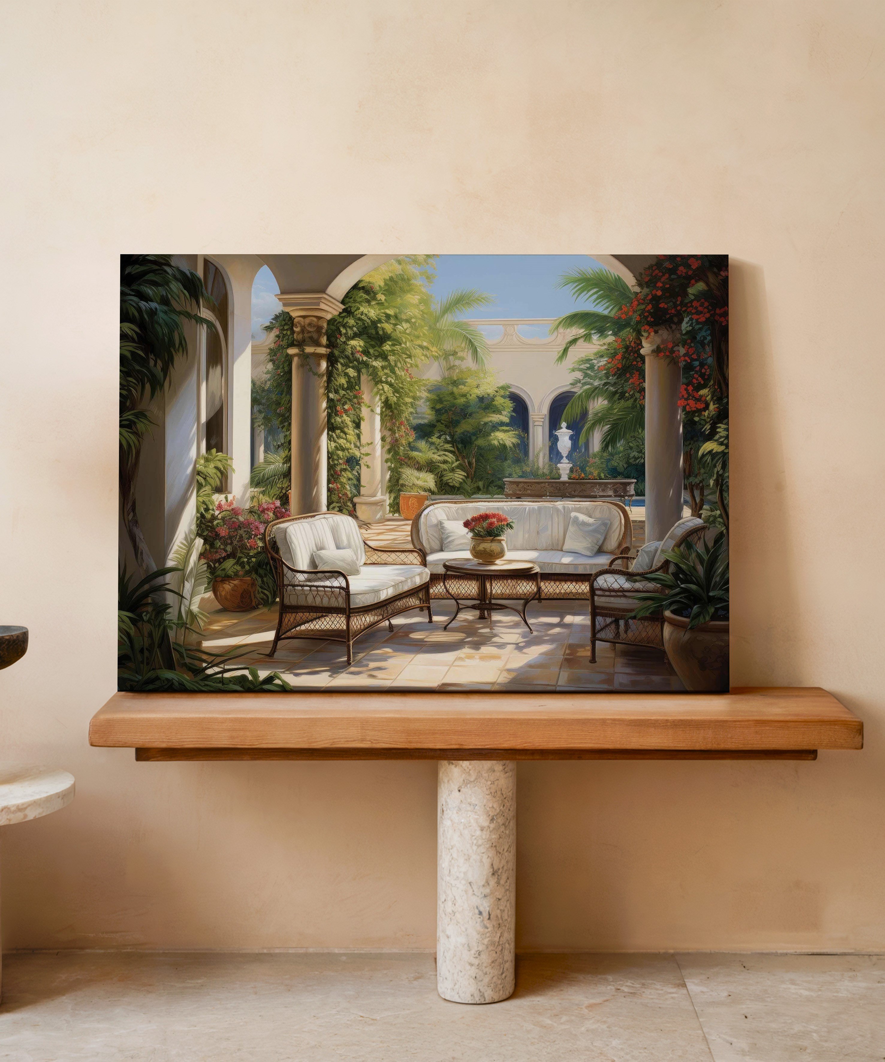 Avlu Esintisi | Yağlı Boya Dokulu Canvas Baskı