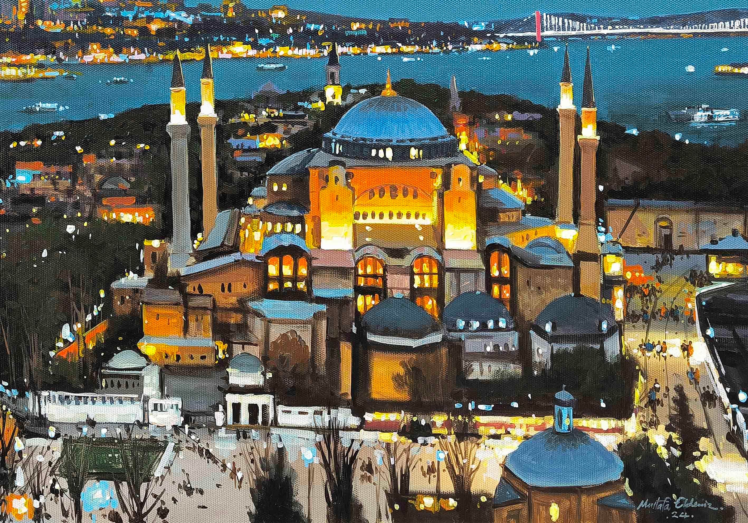 Ayasofya'da Akşam | Yağlı Boya Tablo