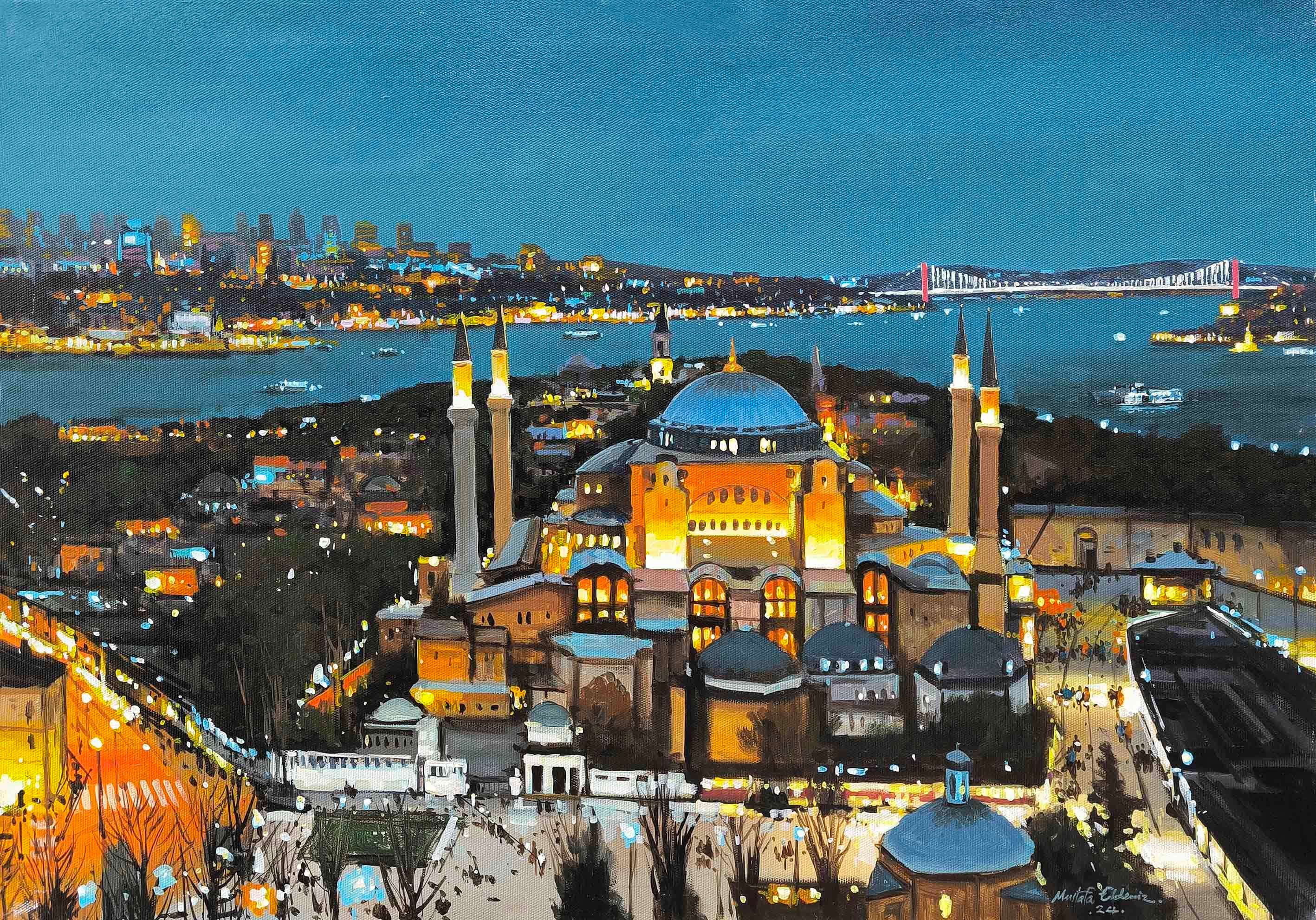 Ayasofya'da Akşam | Yağlı Boya Tablo