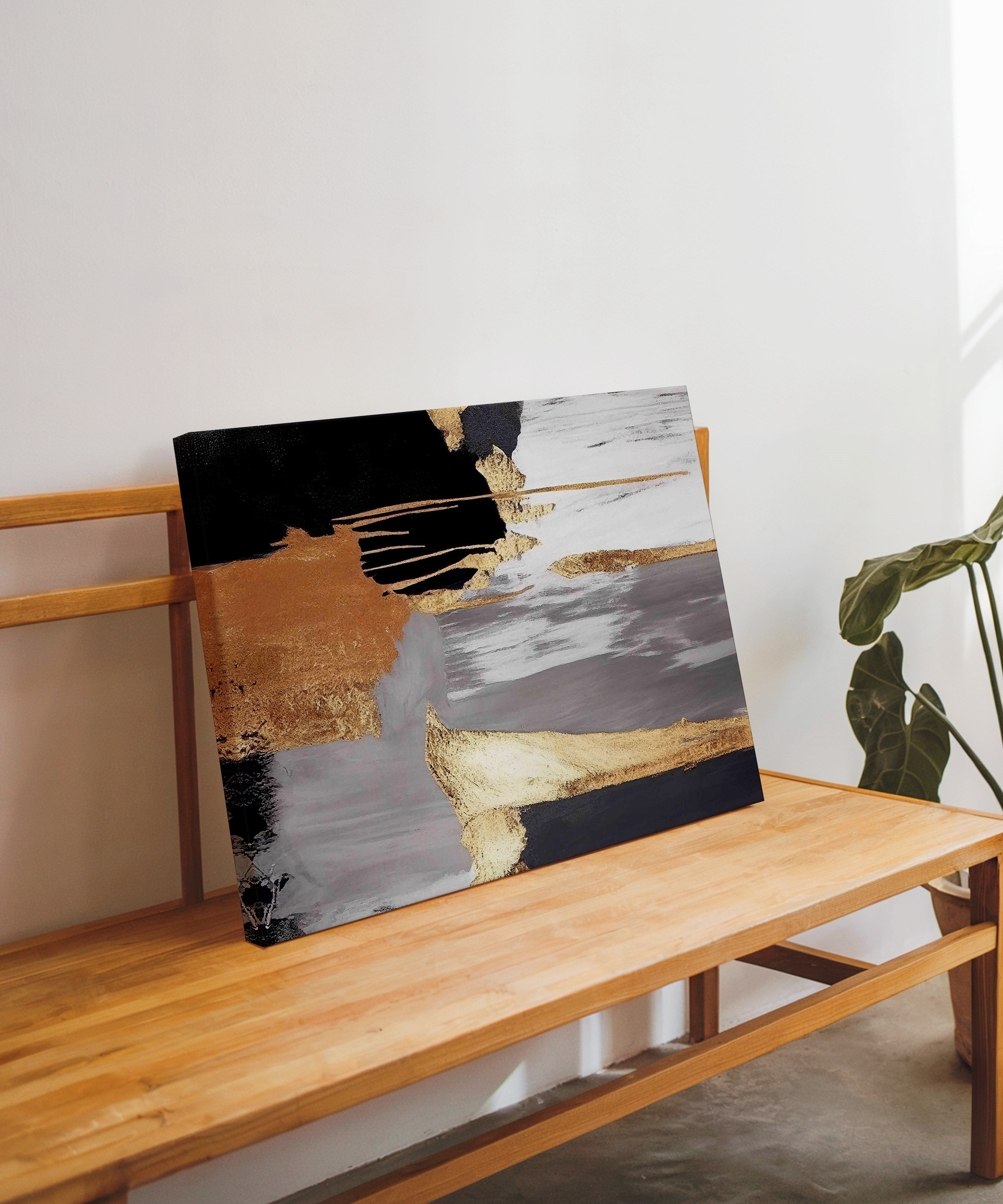 Bakır ve Altın Soyut | Yağlıboya dokulu canvas baskı