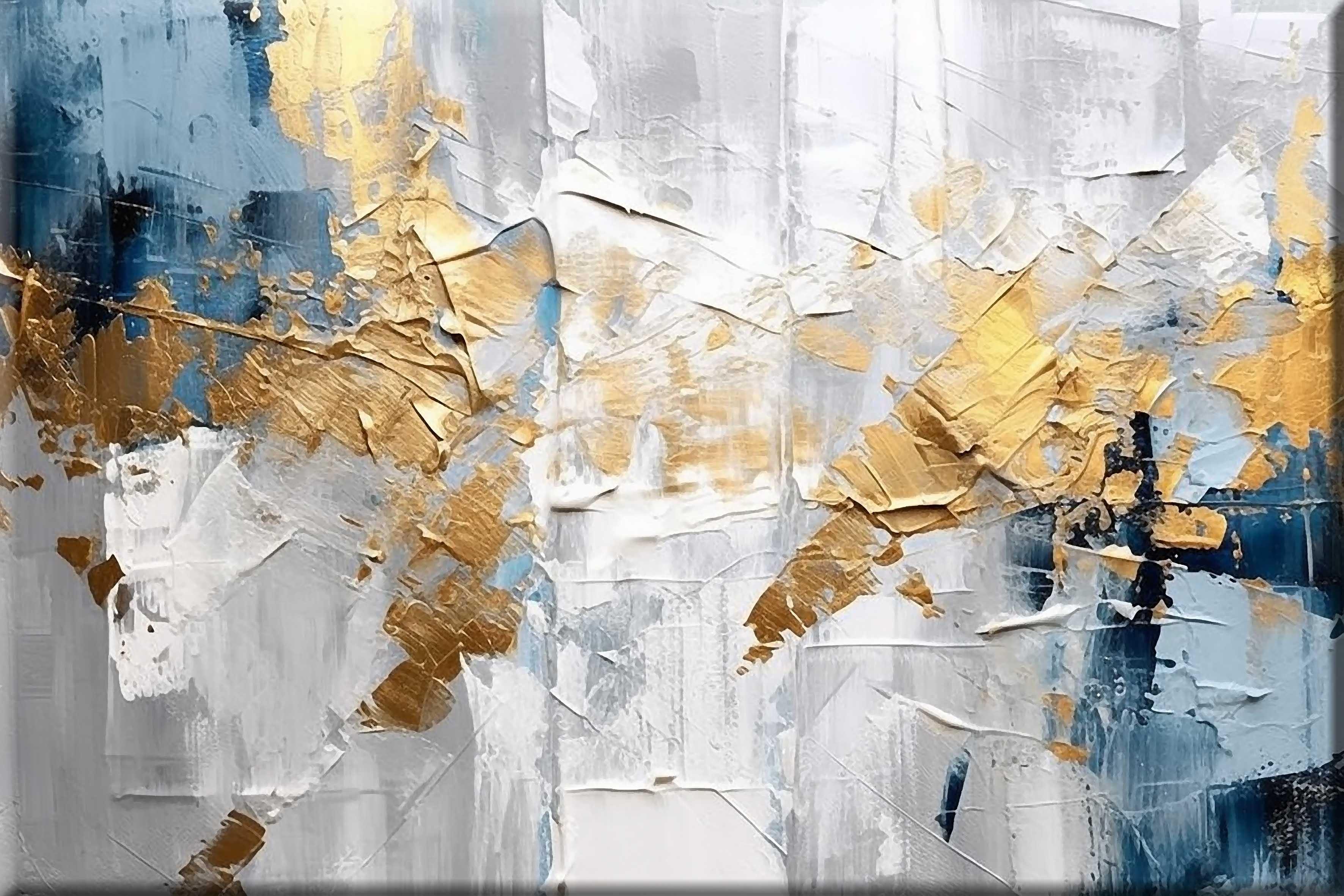 Blue and Grey Abstract | Yağlıboya dokulu canvas baskı