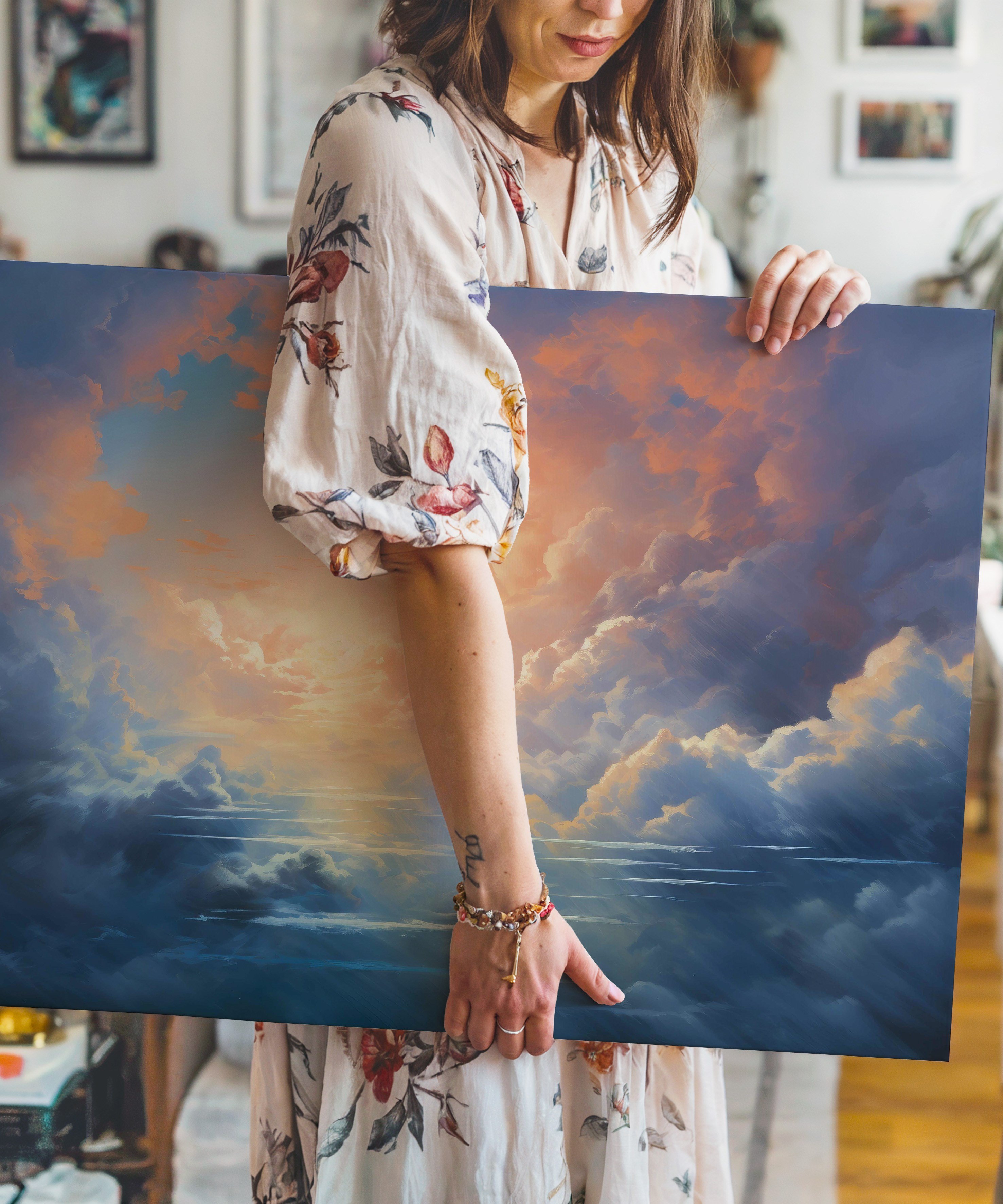 Bulutlar | Yağlıboya dokulu canvas baskı