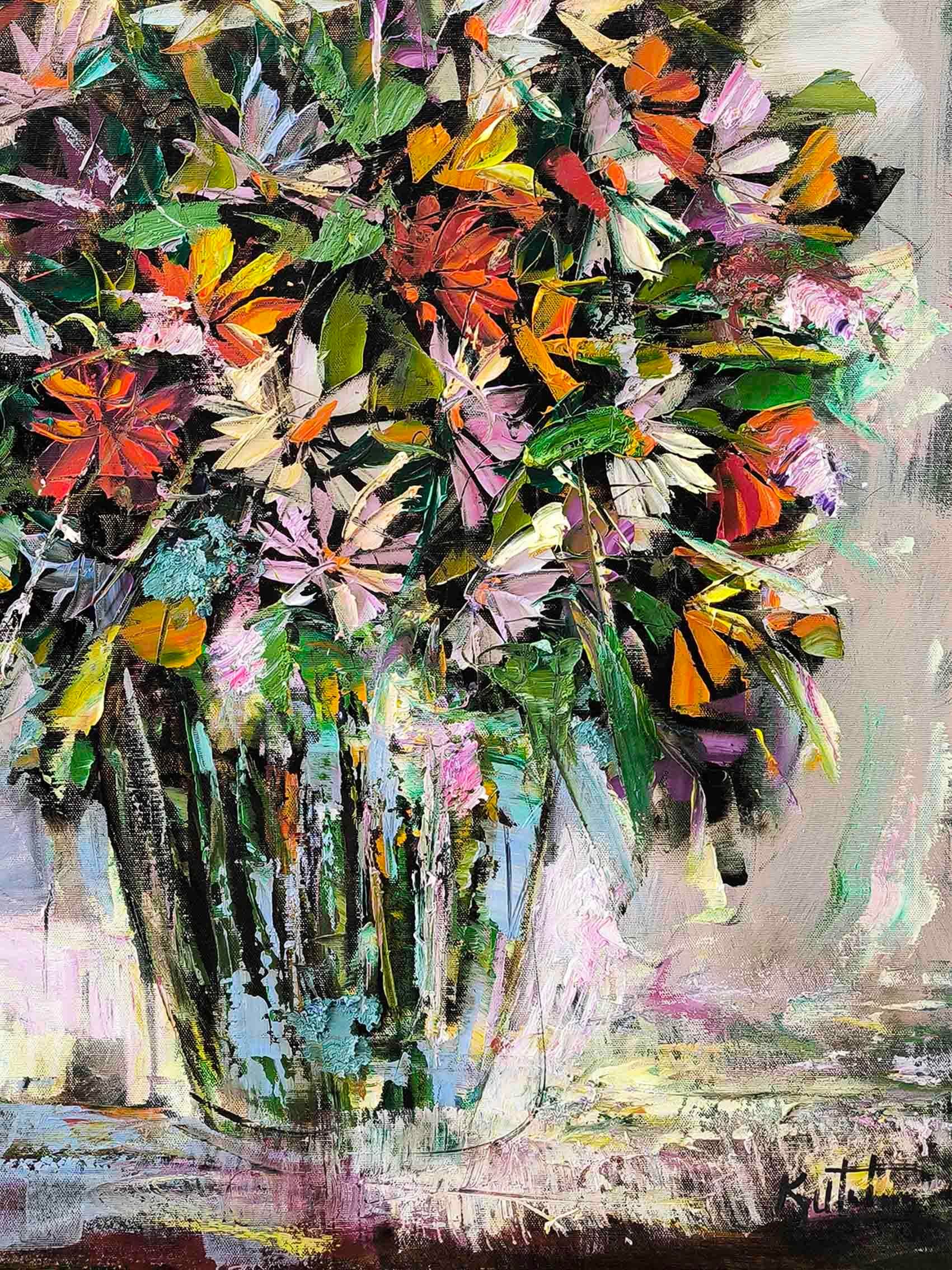 Cam Vazoda Kır Çiçekleri | Yağlı Boya Tablo