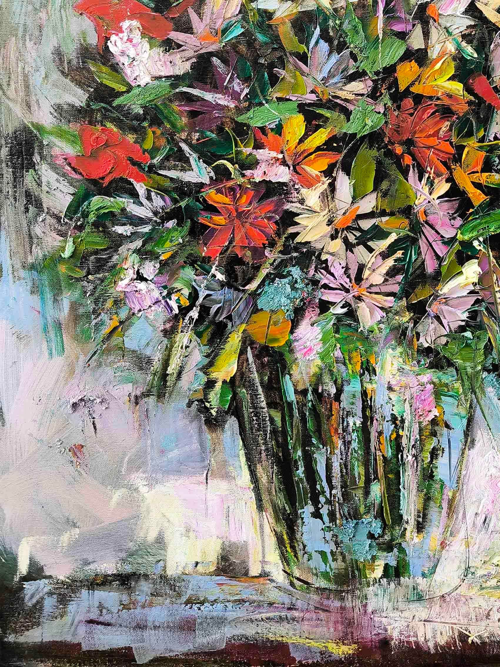 Cam Vazoda Kır Çiçekleri | Yağlı Boya Tablo