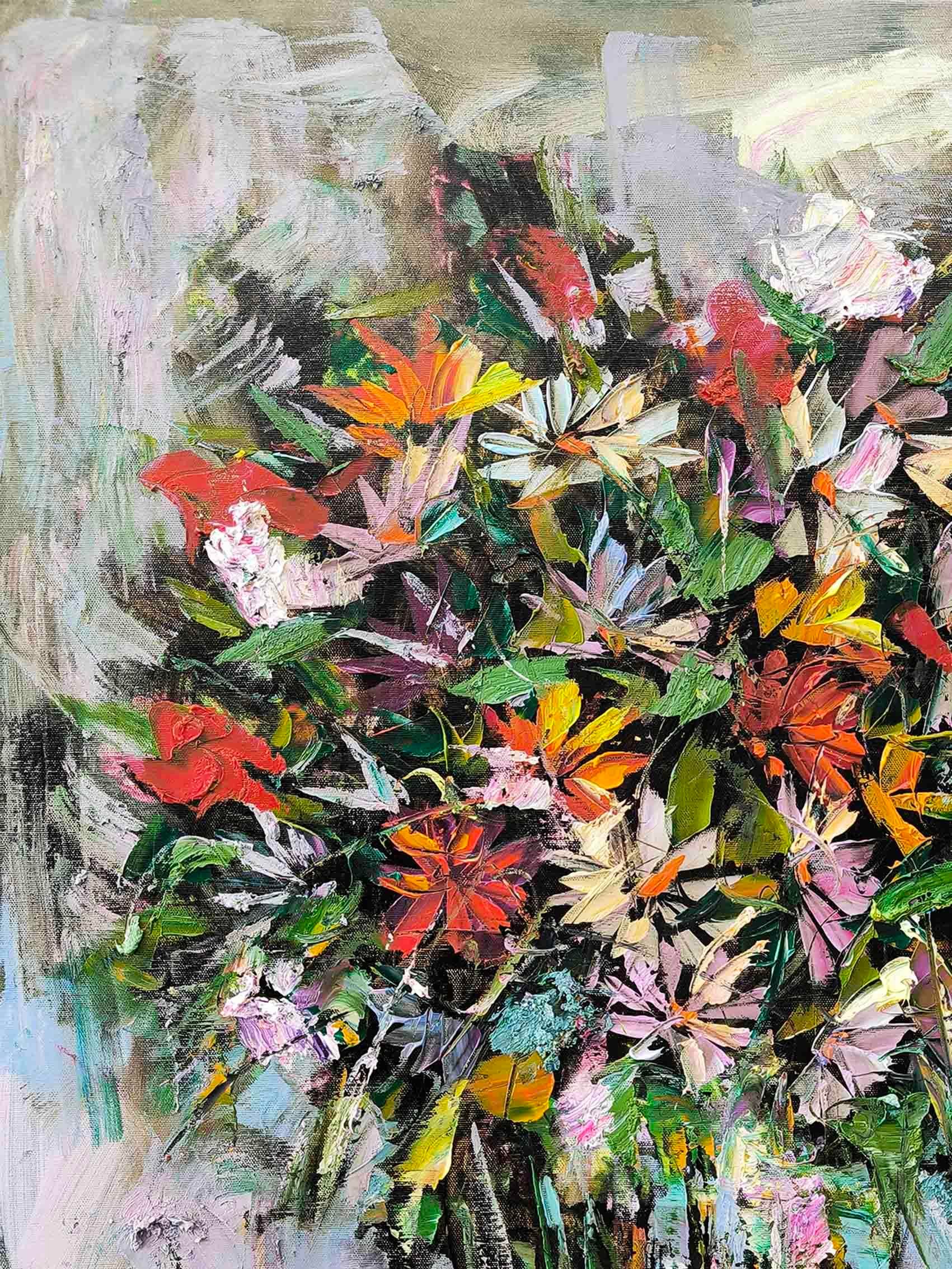 Cam Vazoda Kır Çiçekleri | Yağlı Boya Tablo