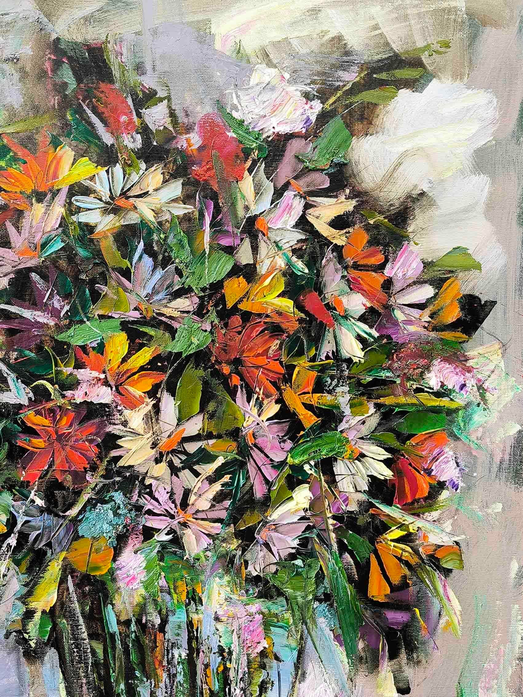 Cam Vazoda Kır Çiçekleri | Yağlı Boya Tablo