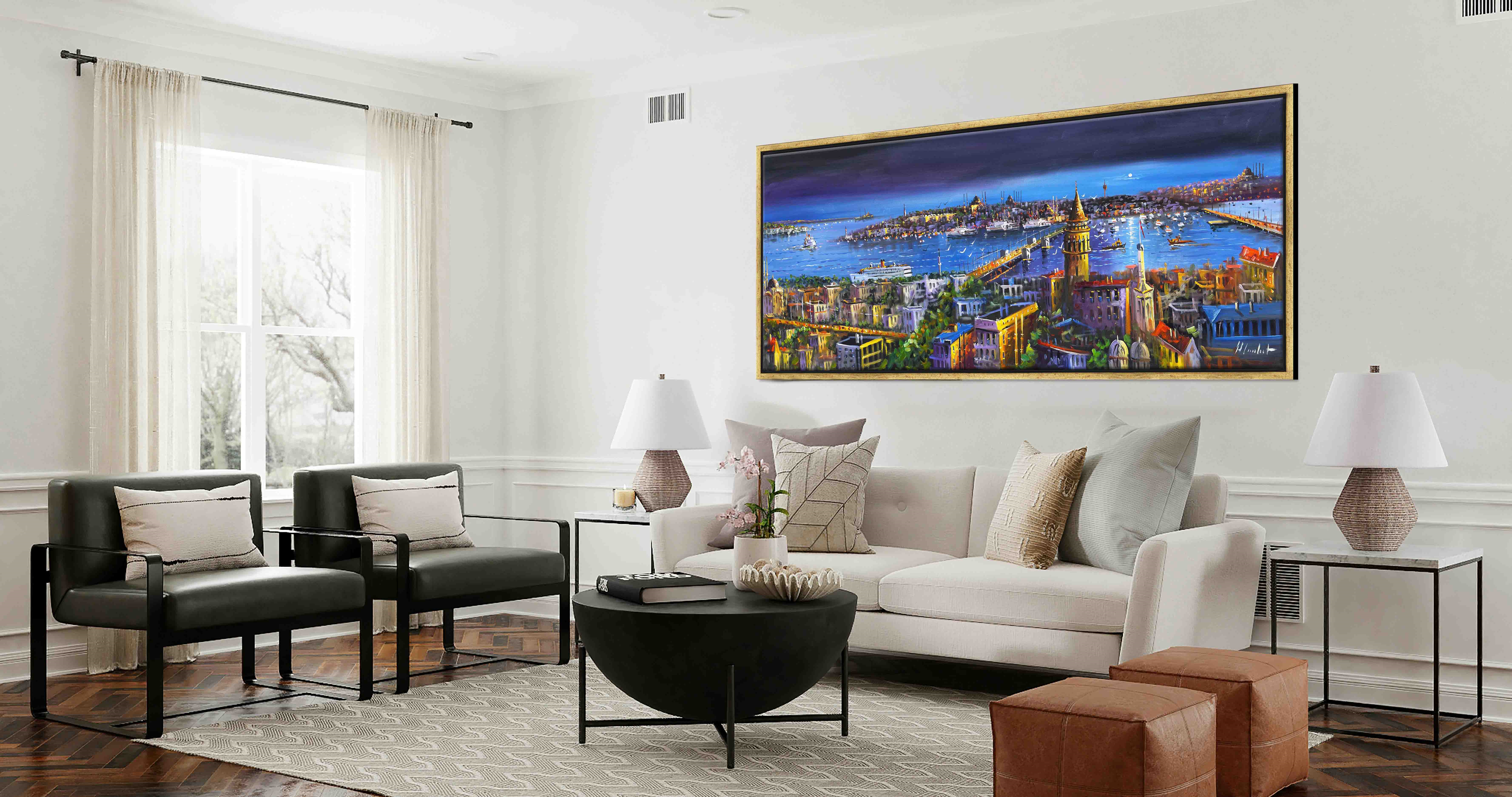 Canlı Renkler ve Kuşbakışı İstanbul | Yağlı Boya Tablo