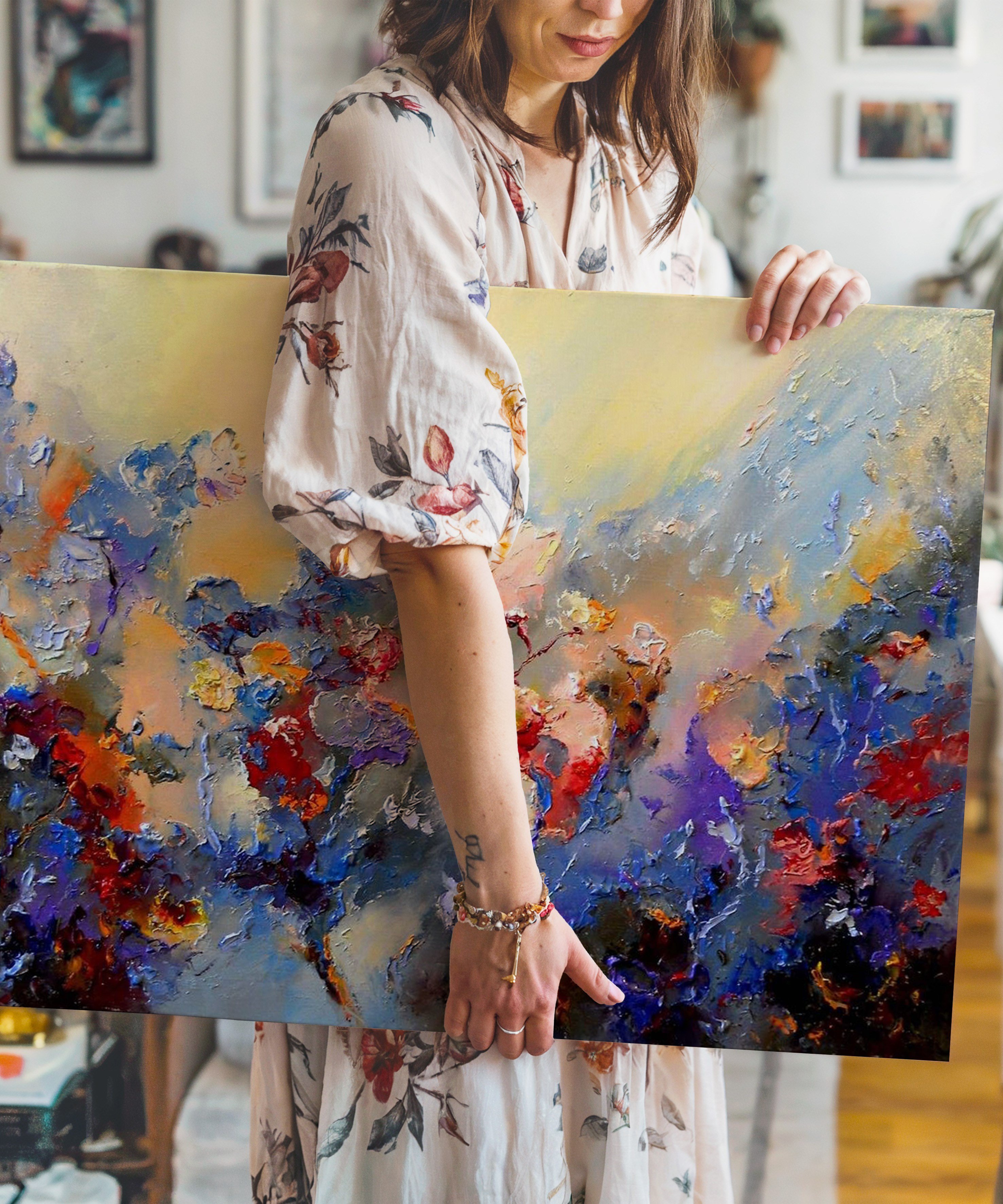 Çiçek Şenliği | Yağlı Boya Dokulu Canvas Baskı