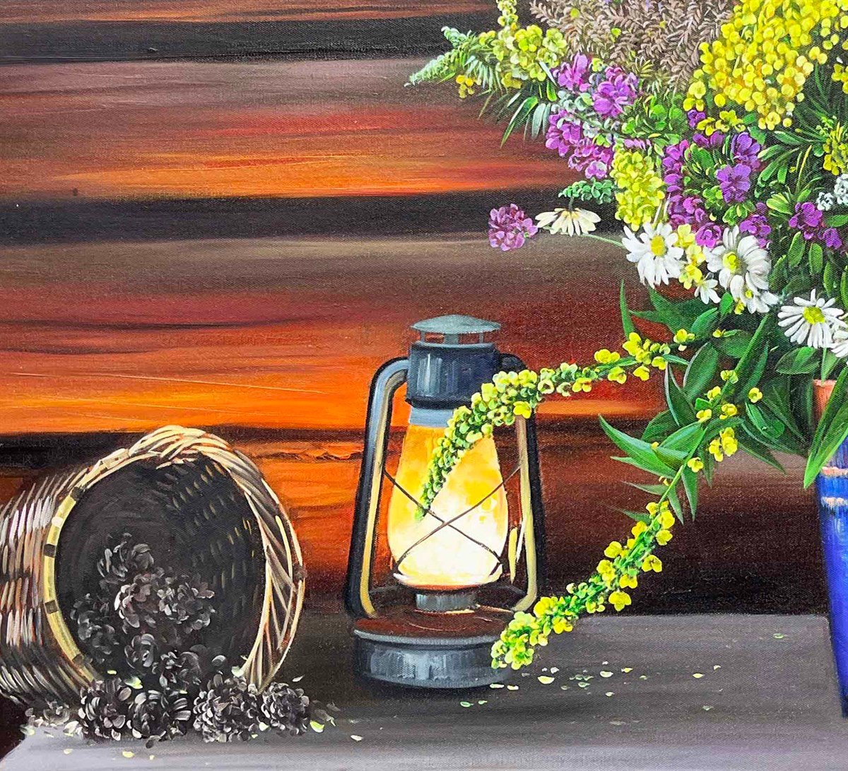 Çiçek tema yağlı boya tablolar