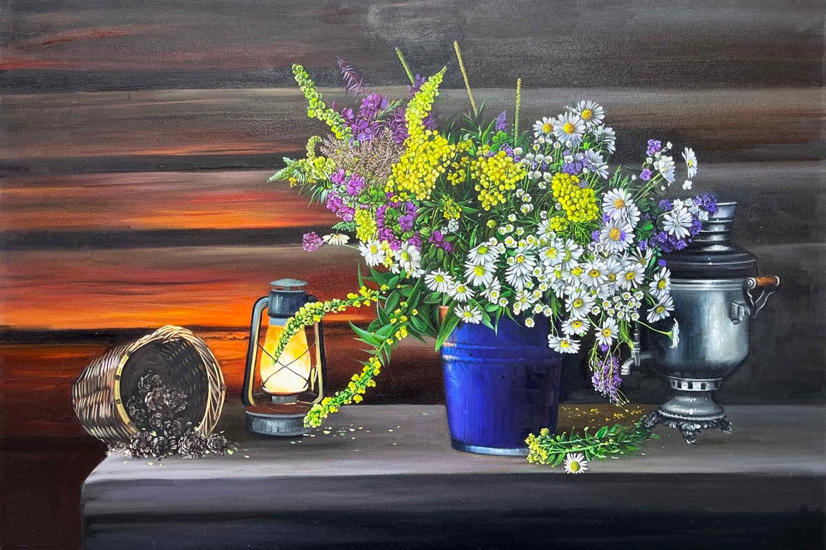 Çiçek tema yağlı boya tablolar