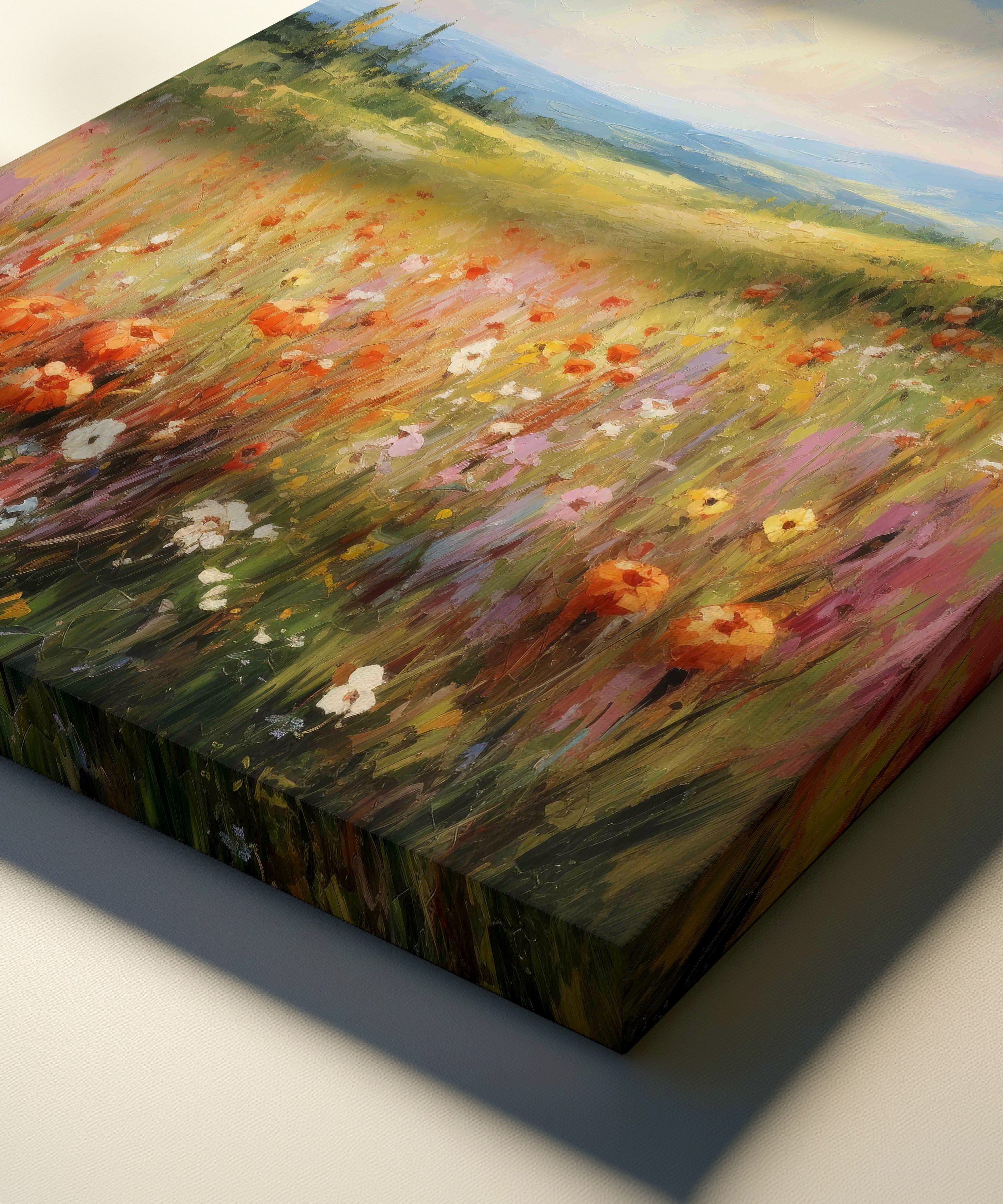 Çiçeklere Düşen Işık | Yağlı Boya Dokulu Canvas Baskı