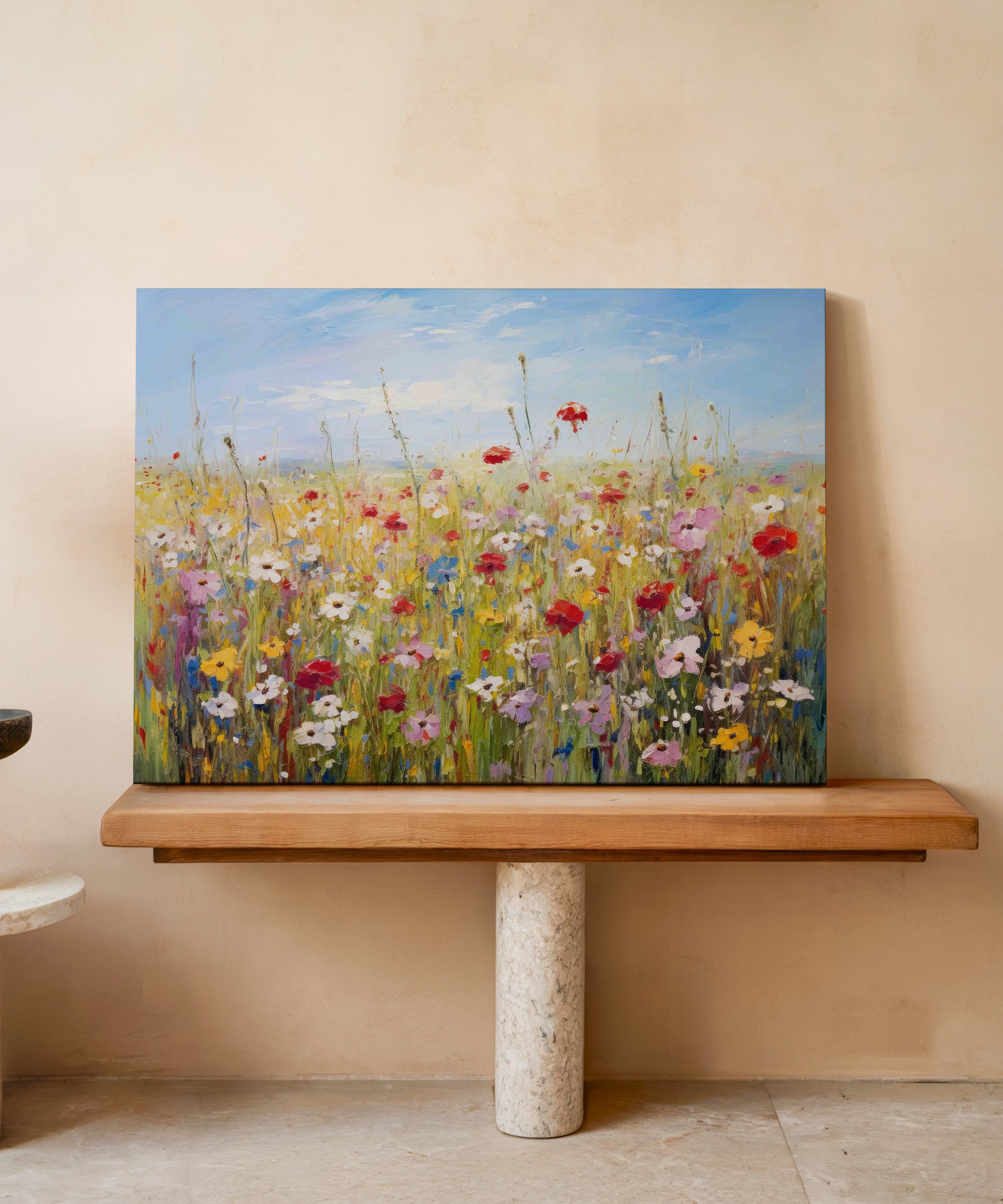 Çiçeklerin Sessizliği | Yağlı Boya Dokulu Canvas Baskı