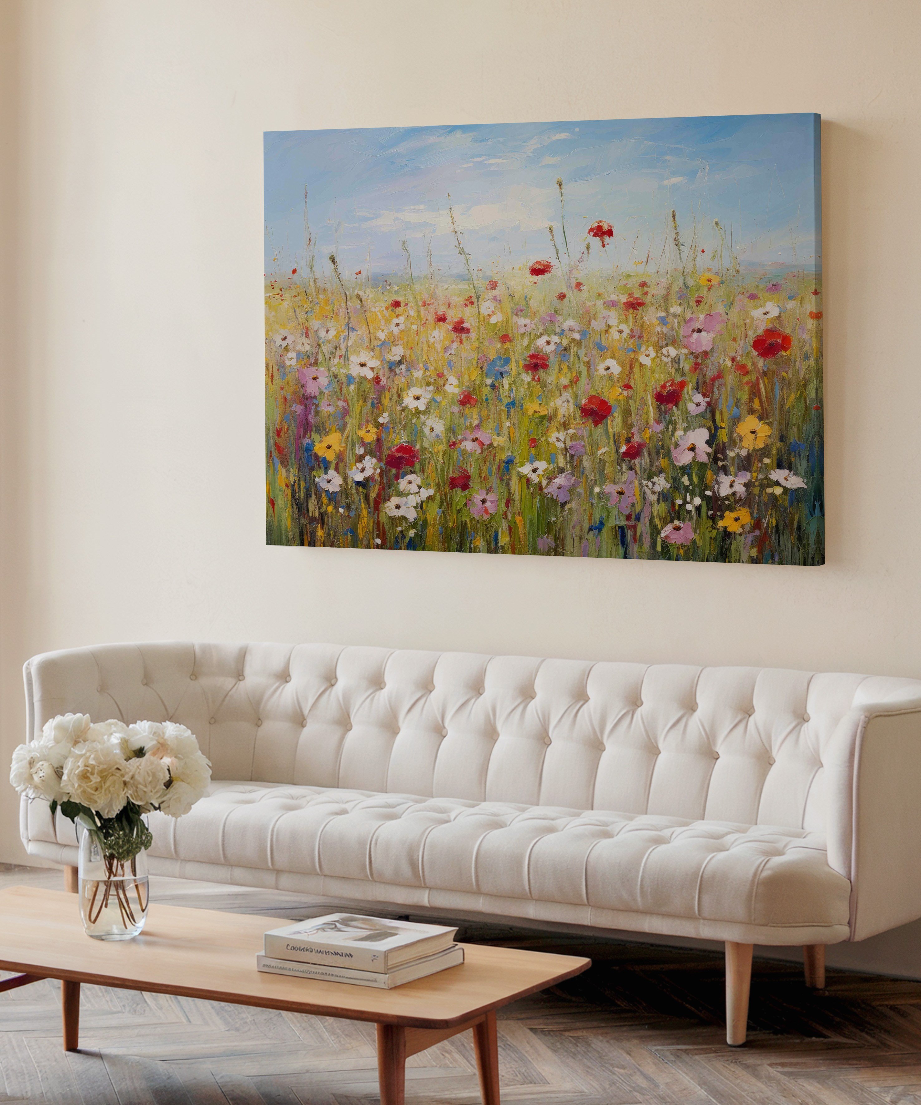 Çiçeklerin Sessizliği | Yağlı Boya Dokulu Canvas Baskı