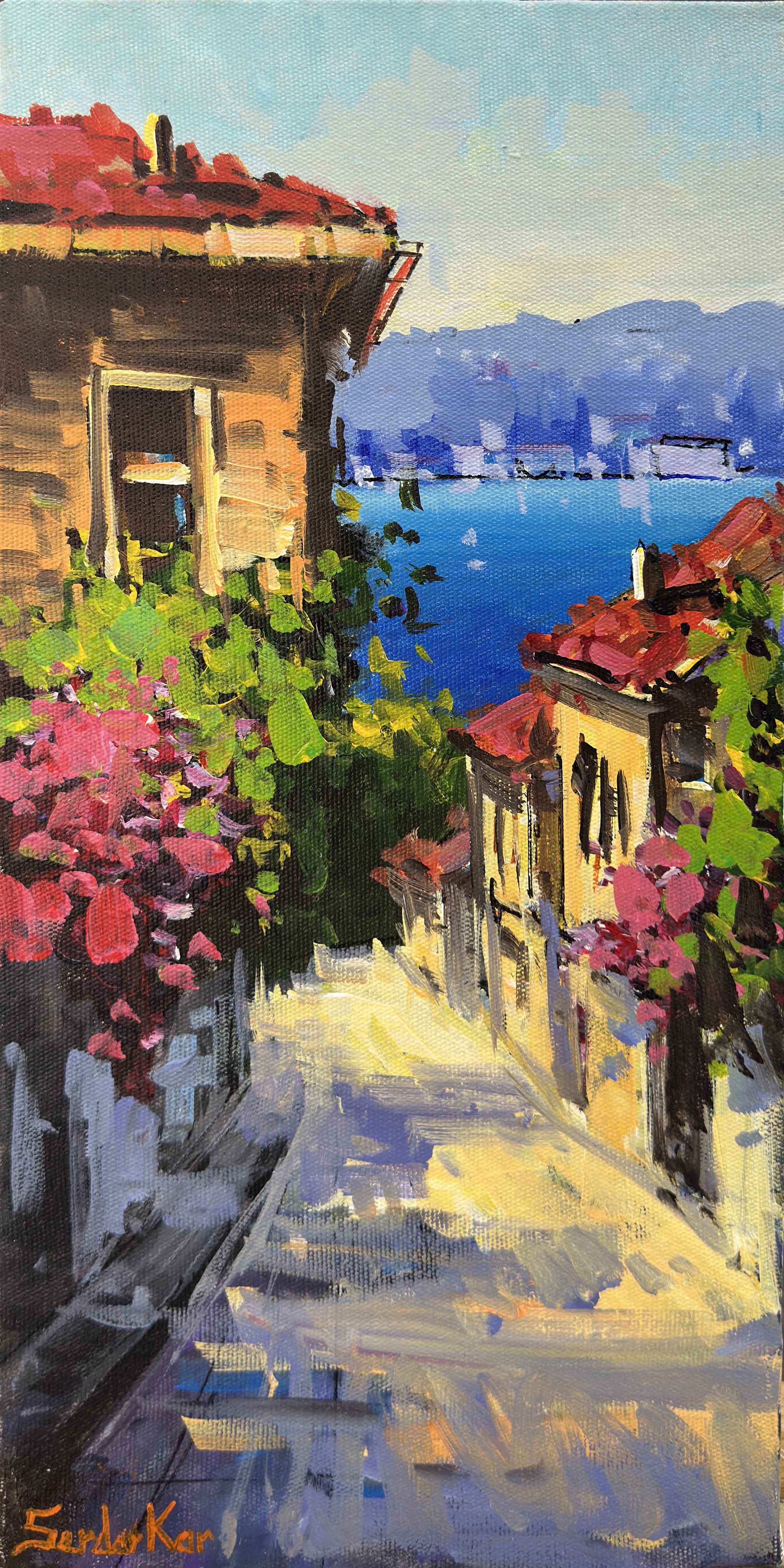 Çiçekli İstanbul Sokakları | Yağlı Boya Tablo 
