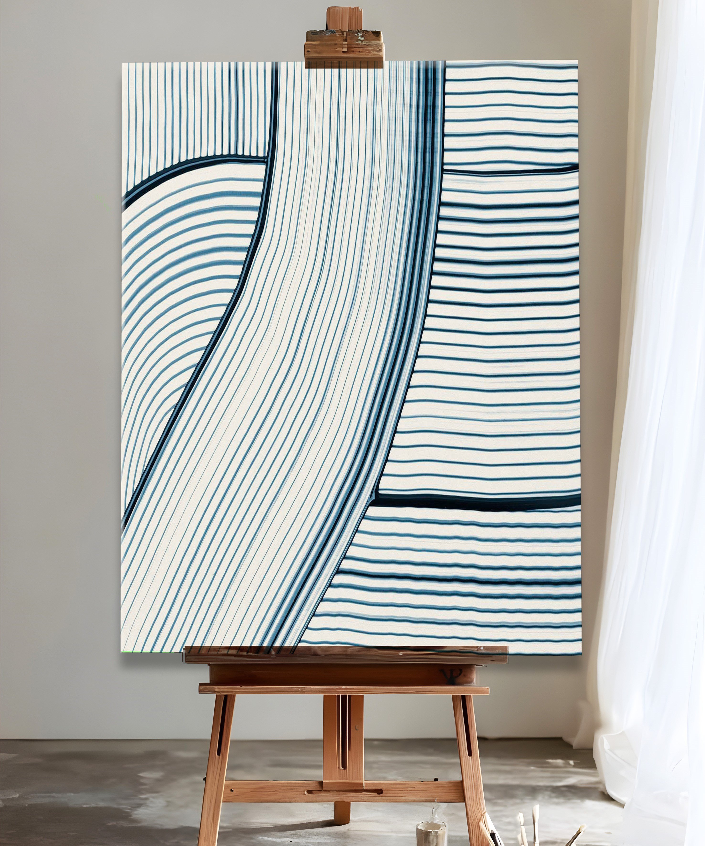Çizgilerin Ahengi  Yağlı Boya Dokulu Canvas Baskı