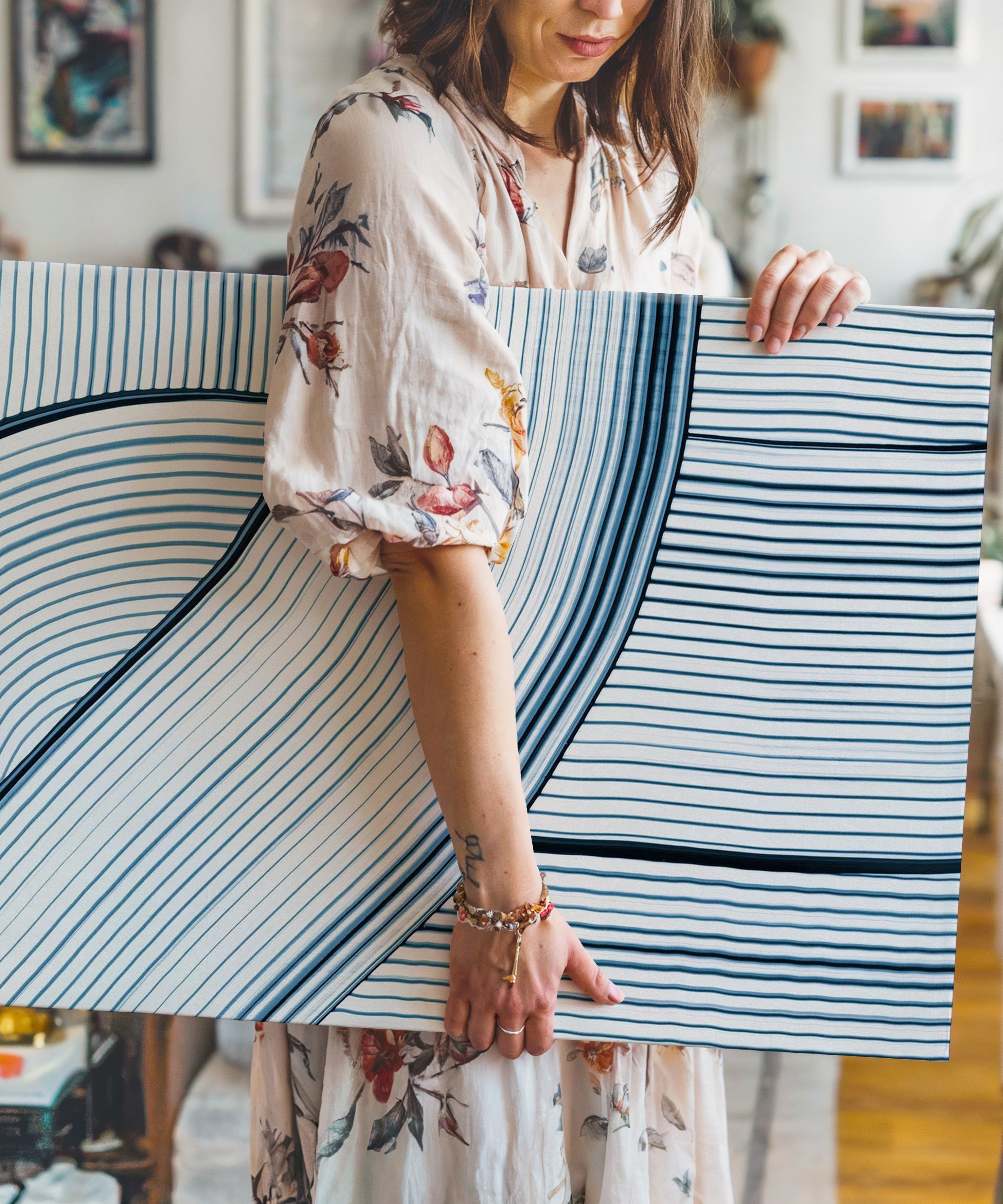 Çizgilerin Ahengi  Yağlı Boya Dokulu Canvas Baskı