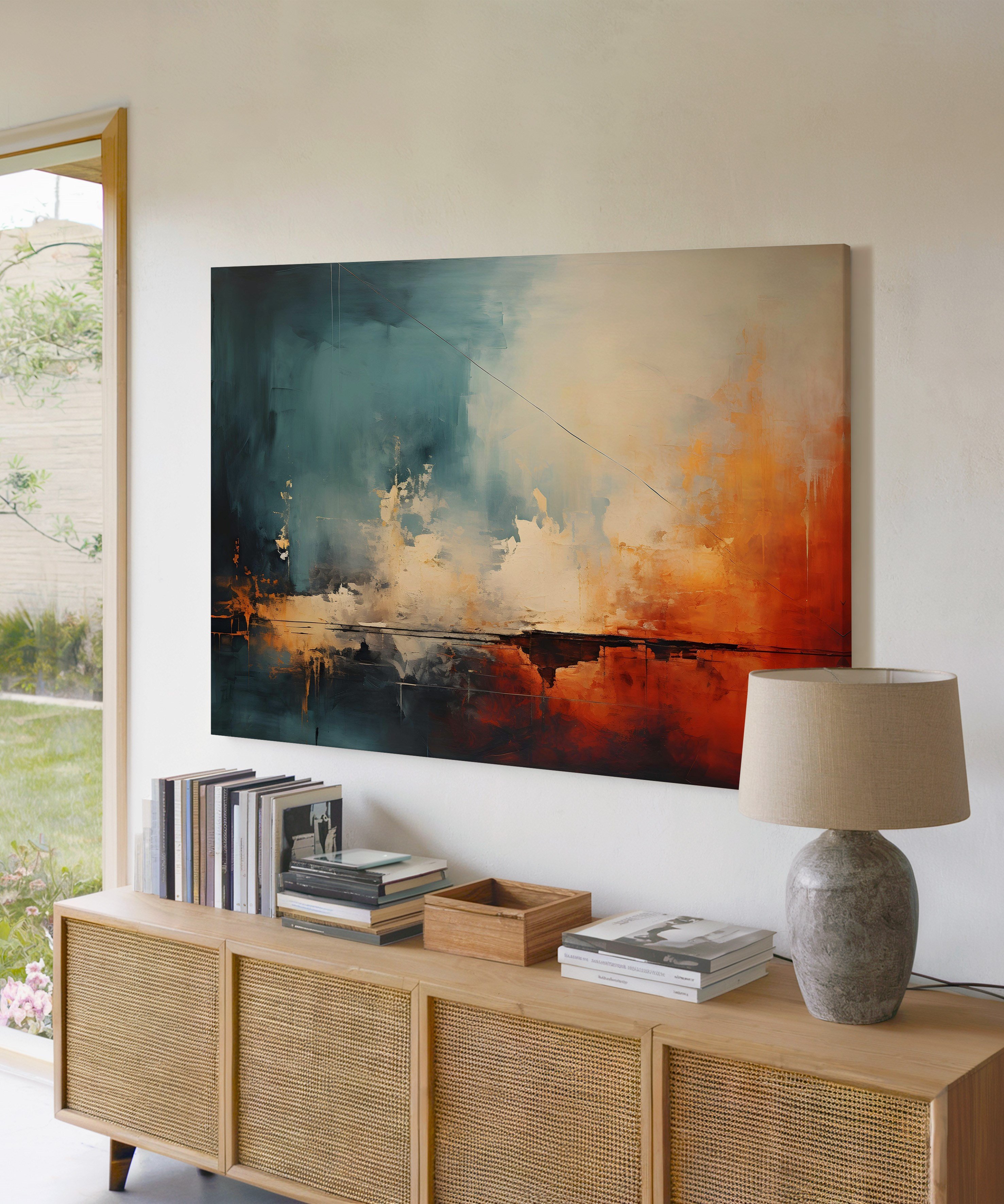Çizgisel 2 | Yağlıboya dokulu canvas baskı