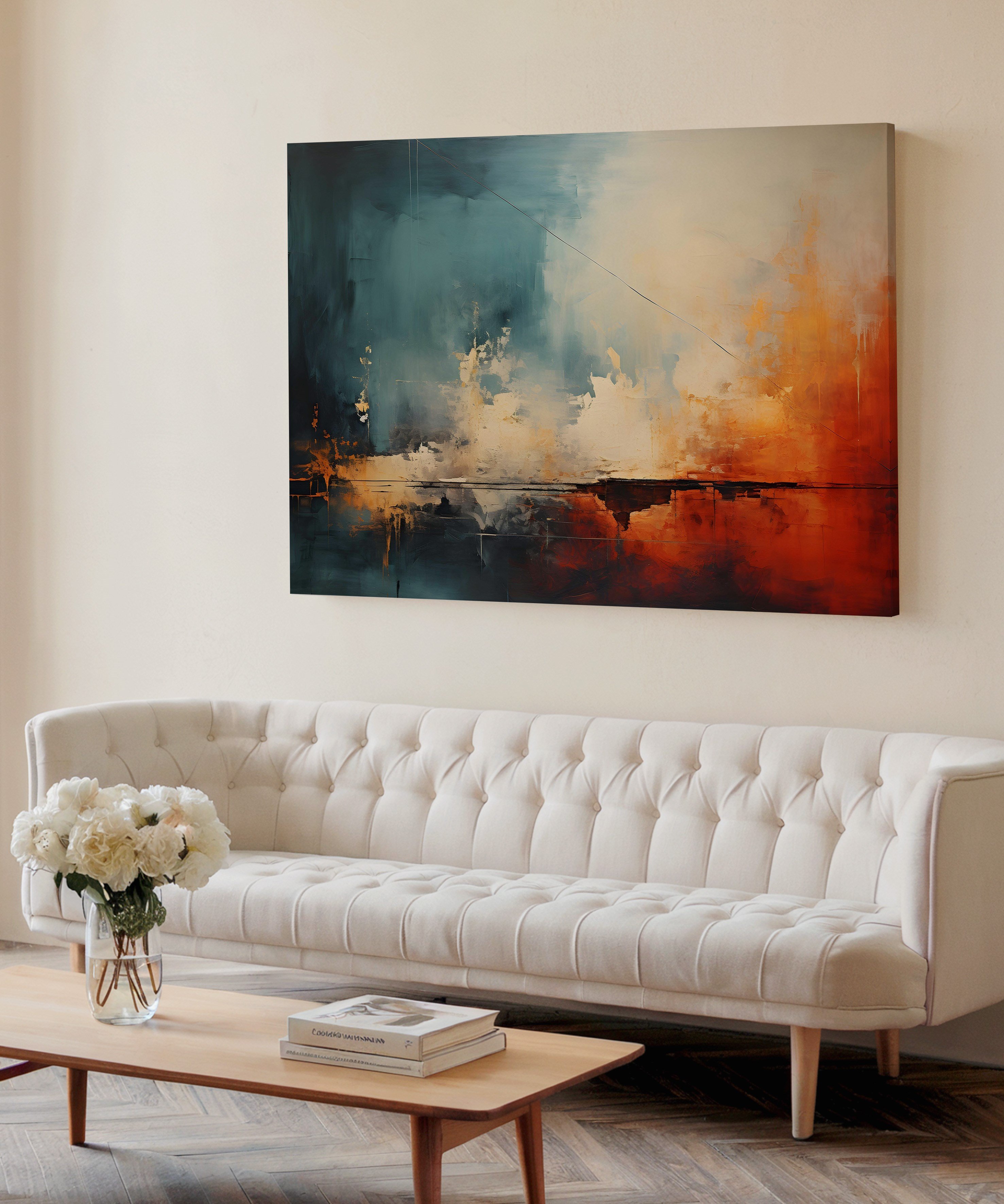Çizgisel 2 | Yağlıboya dokulu canvas baskı