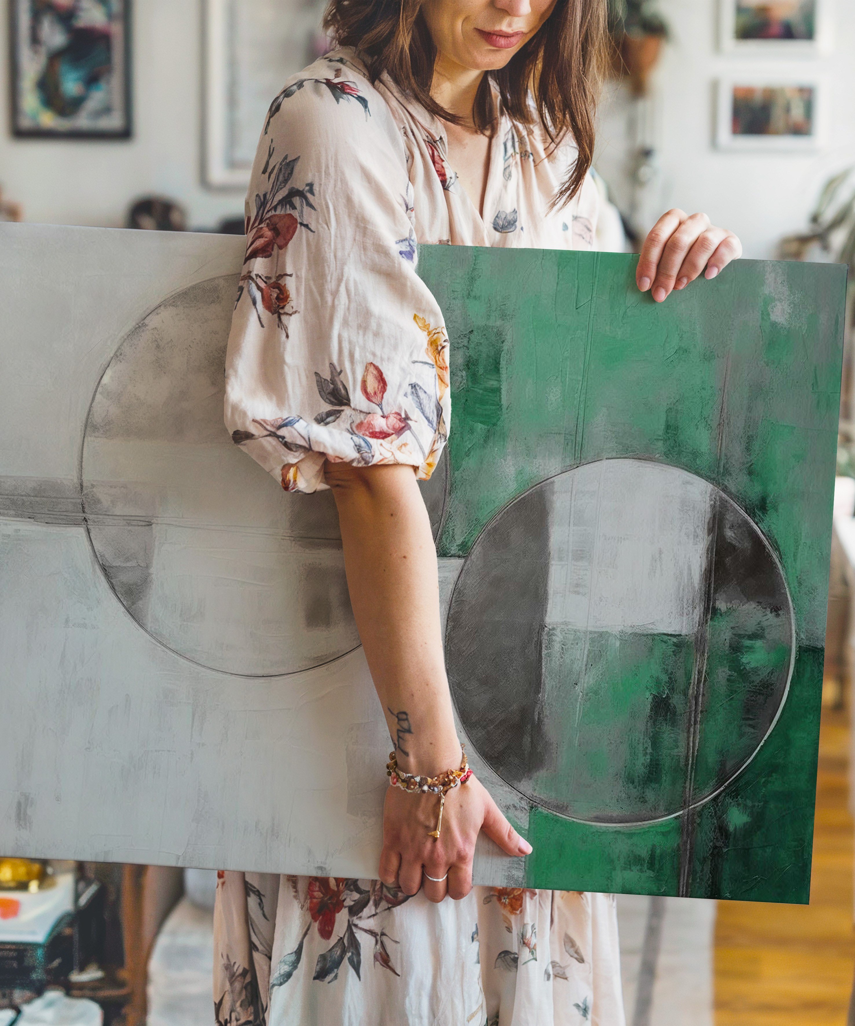 Dairelerarası | Yağlı Boya Dokulu Canvas Baskı