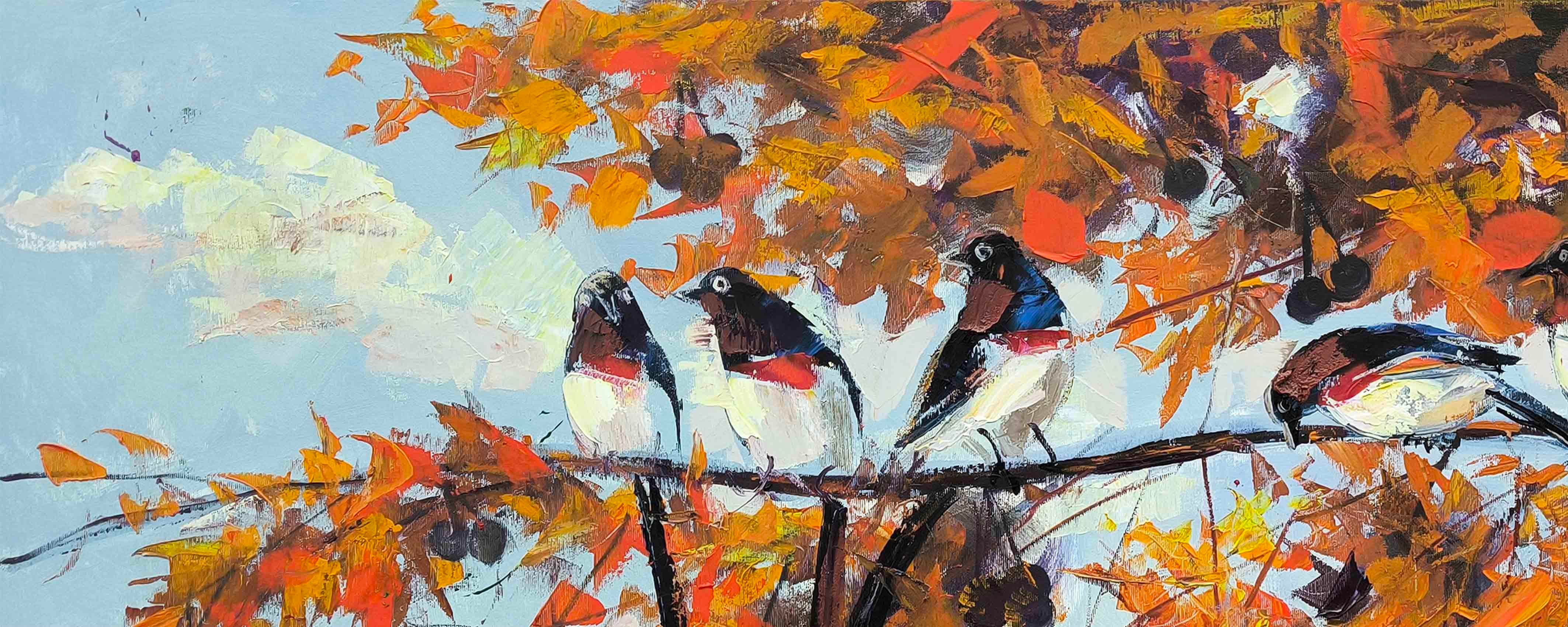 Daldaki Serçeler | Yağlı Boya Tablo