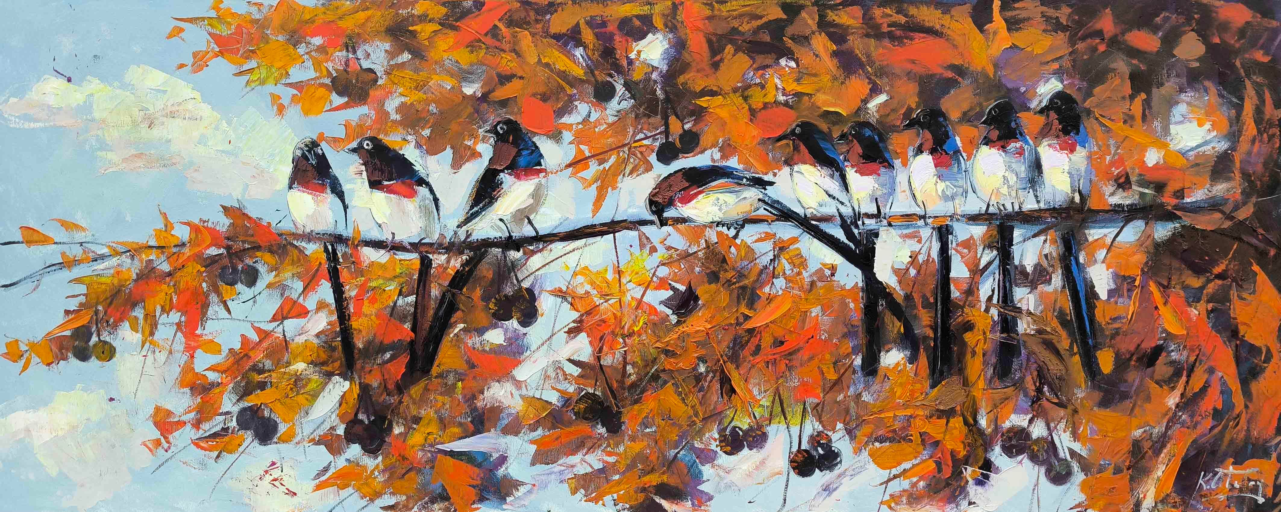 Daldaki Serçeler | Yağlı Boya Tablo