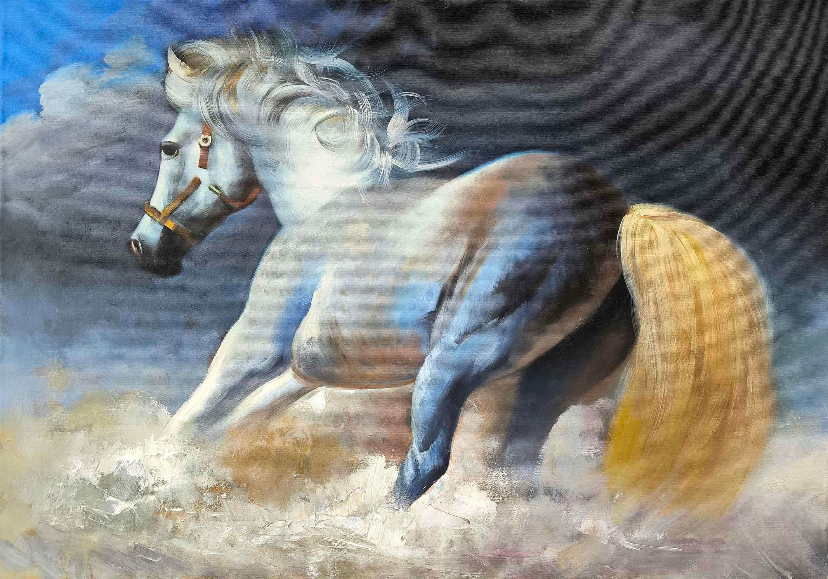 Dalgalarda At | Yağlı Boya Tablo