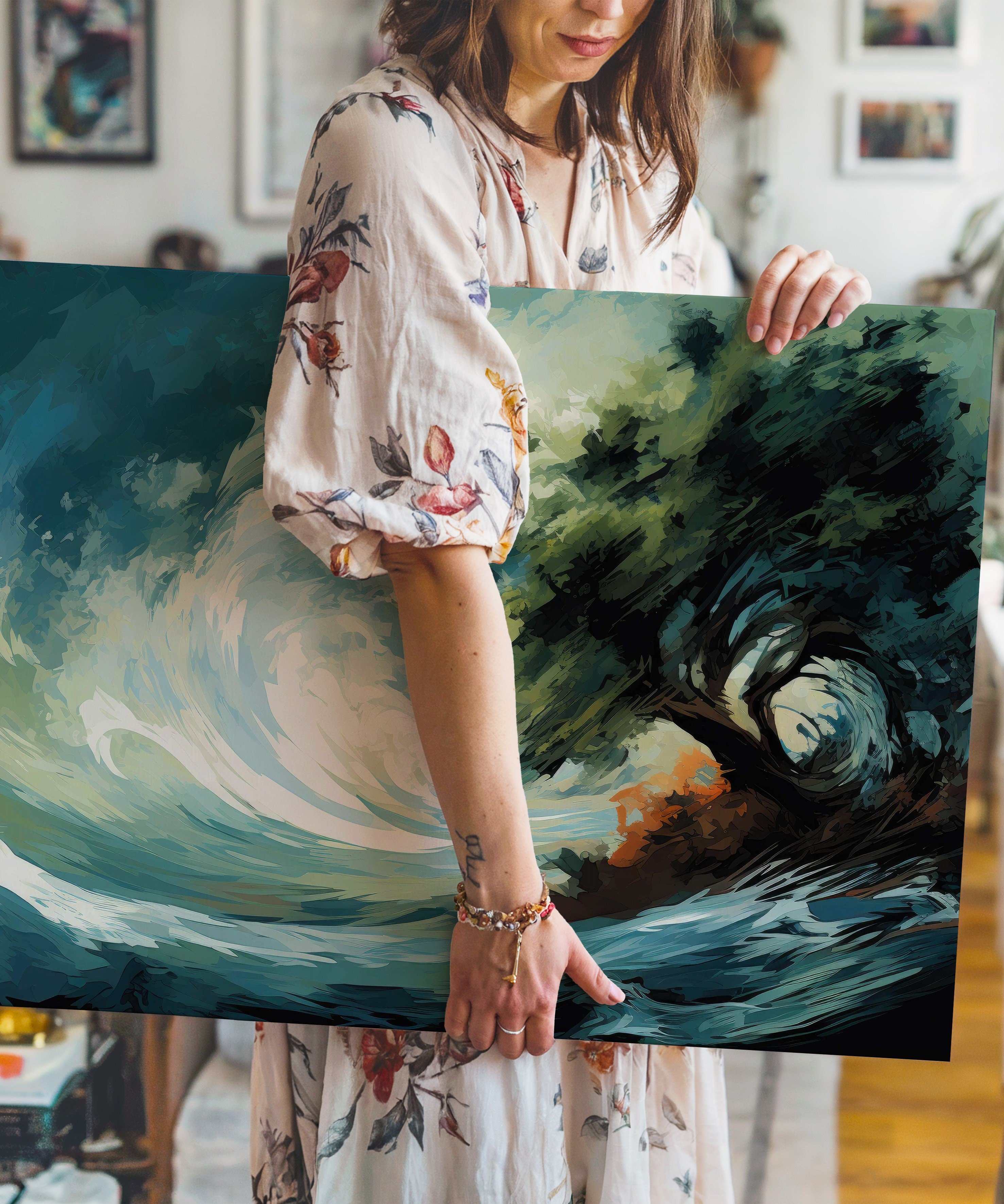 Dalgaların Nefesi | Yağlı Boya Dokulu Canvas Baskı