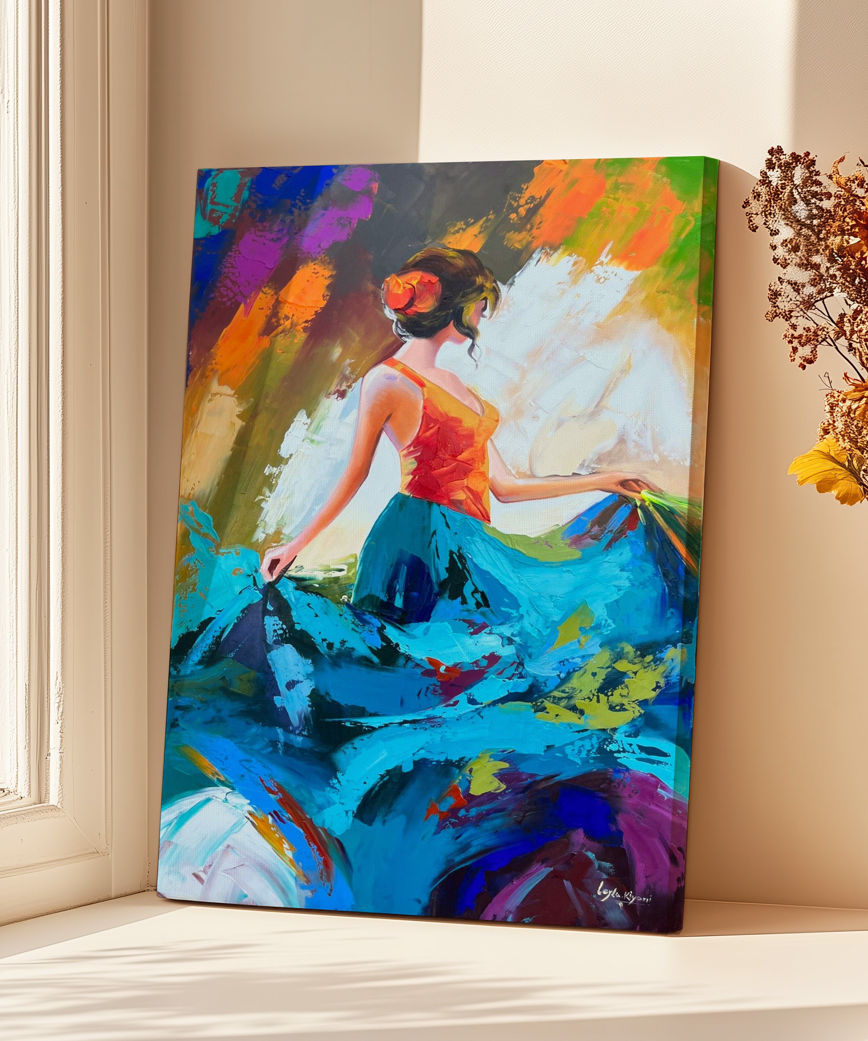 Dans Eden Renkler | Yağlı Boya Dokulu Canvas Baskı