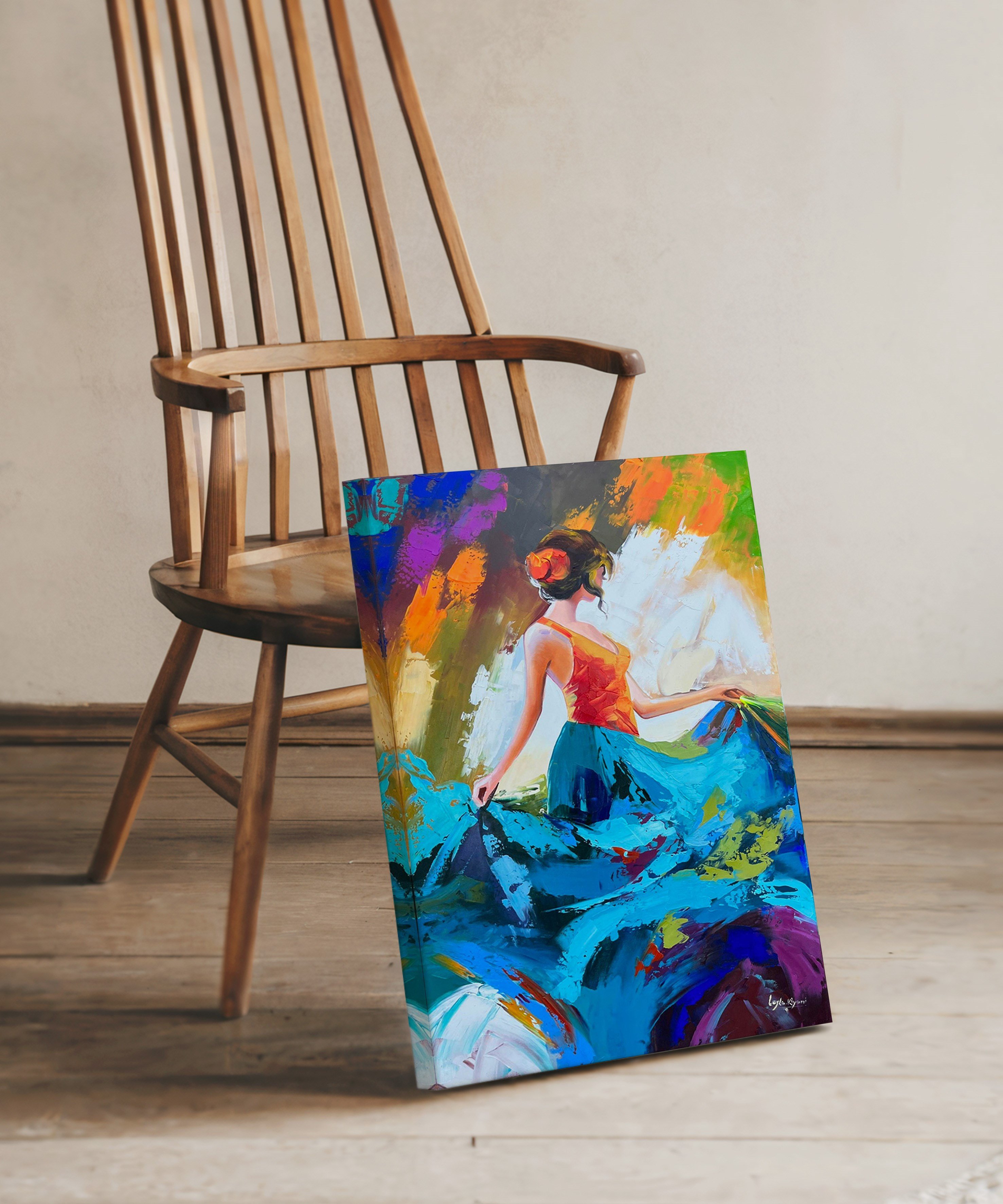 Dans Eden Renkler | Yağlı Boya Dokulu Canvas Baskı