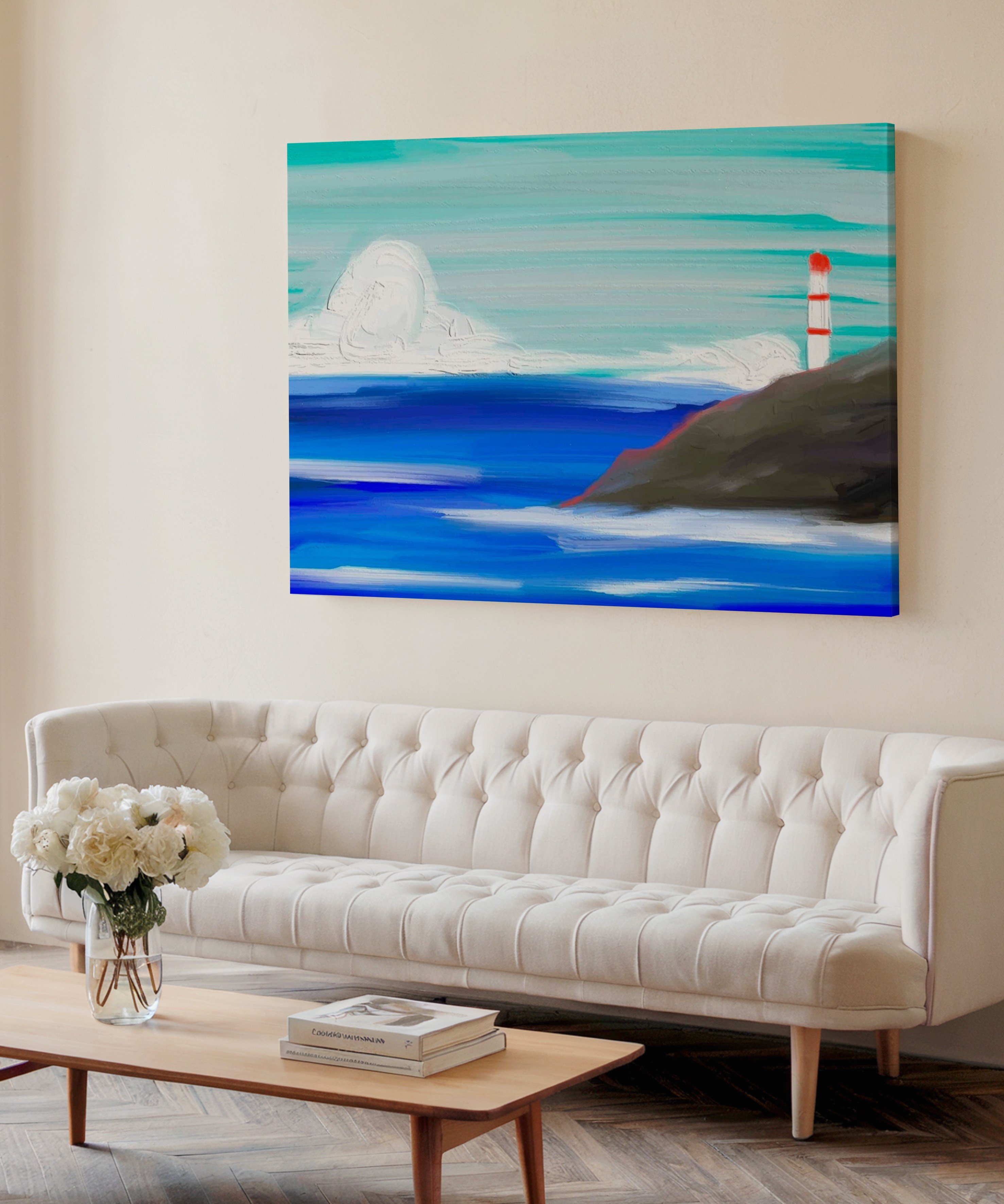 Deniz Feneri | Yağlıboya dokulu canvas baskı