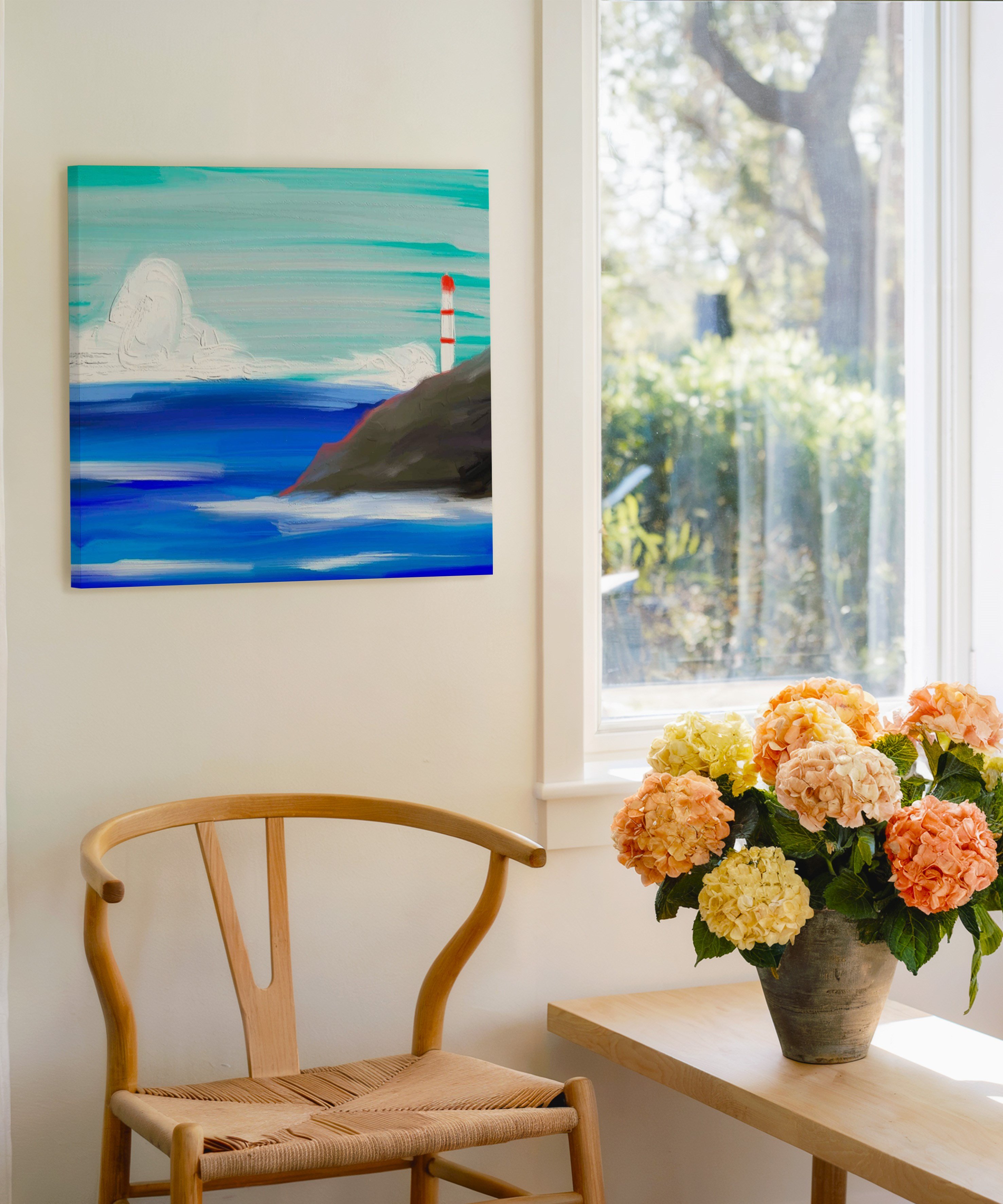 Deniz Feneri | Yağlıboya dokulu canvas baskı