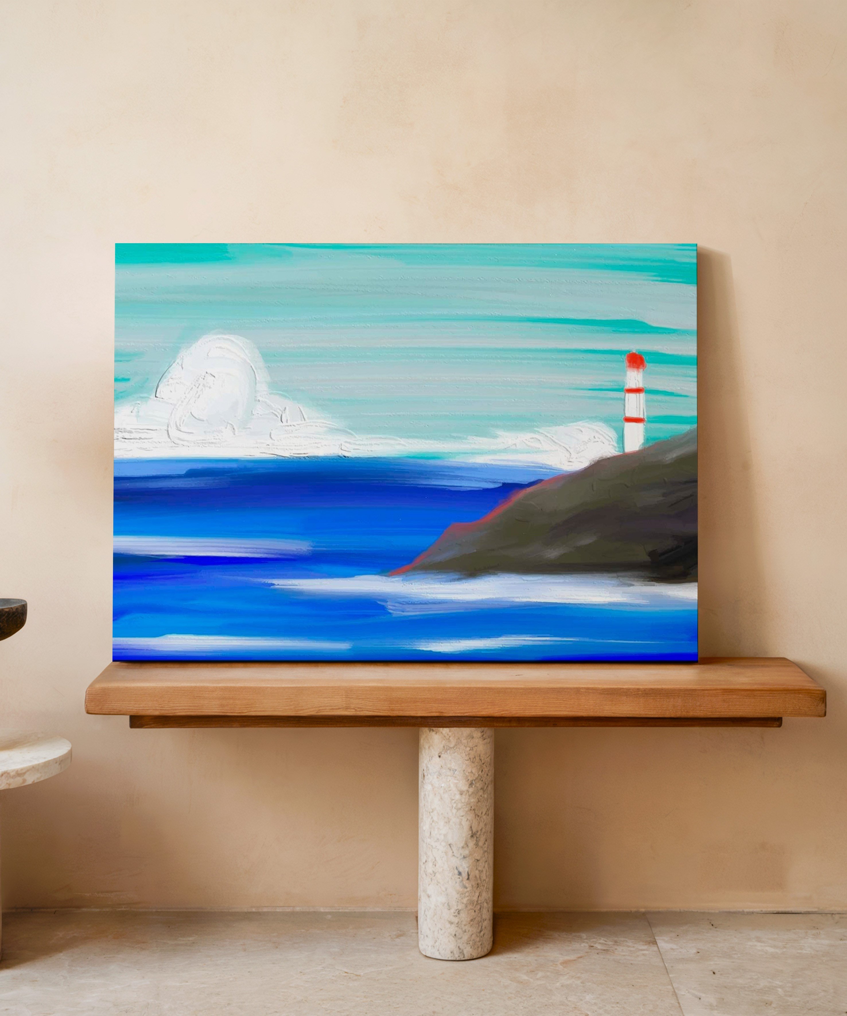 Deniz Feneri | Yağlıboya dokulu canvas baskı