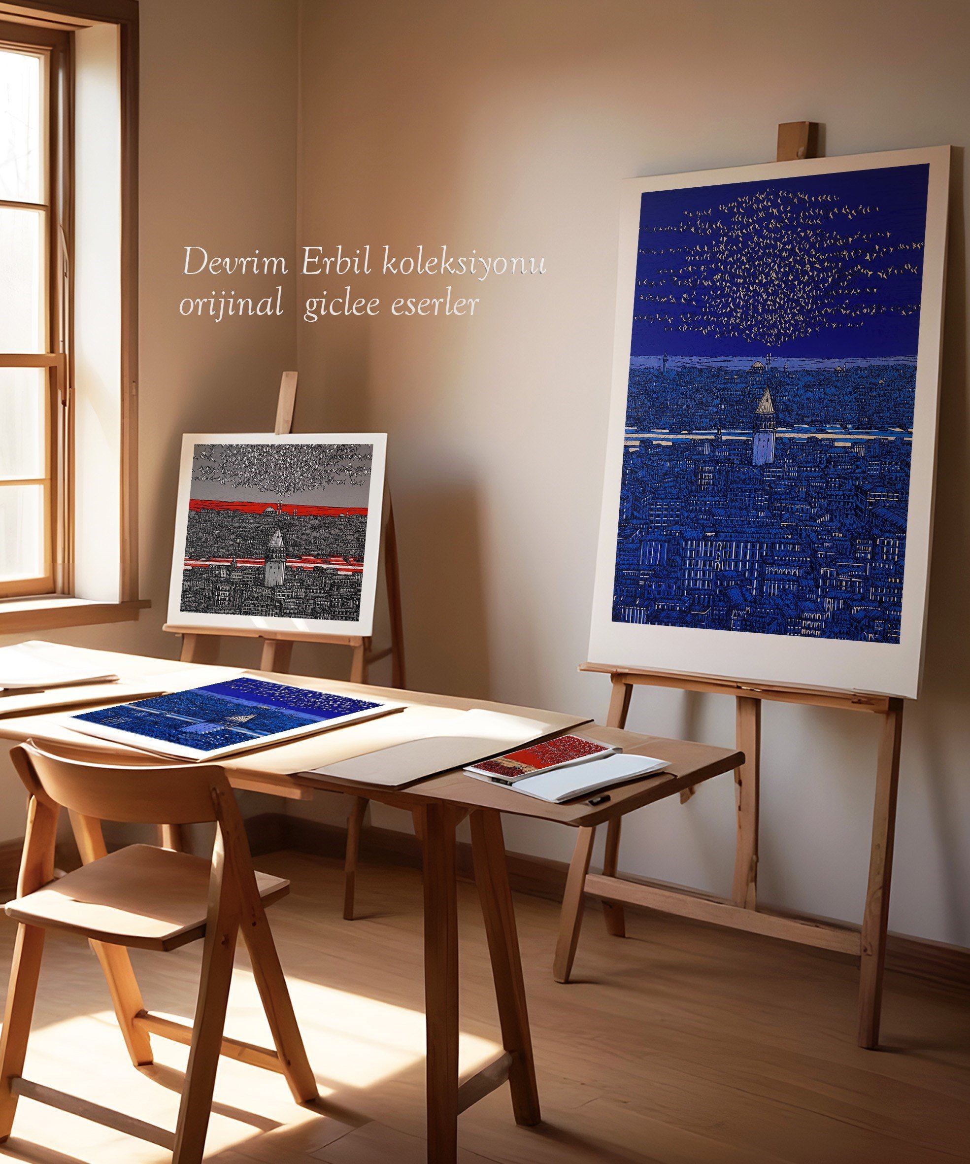 Derin İstanbul Galata ve Kuşlar 7/100  | DEVRİM ERBİL GICLÉE  BASKI