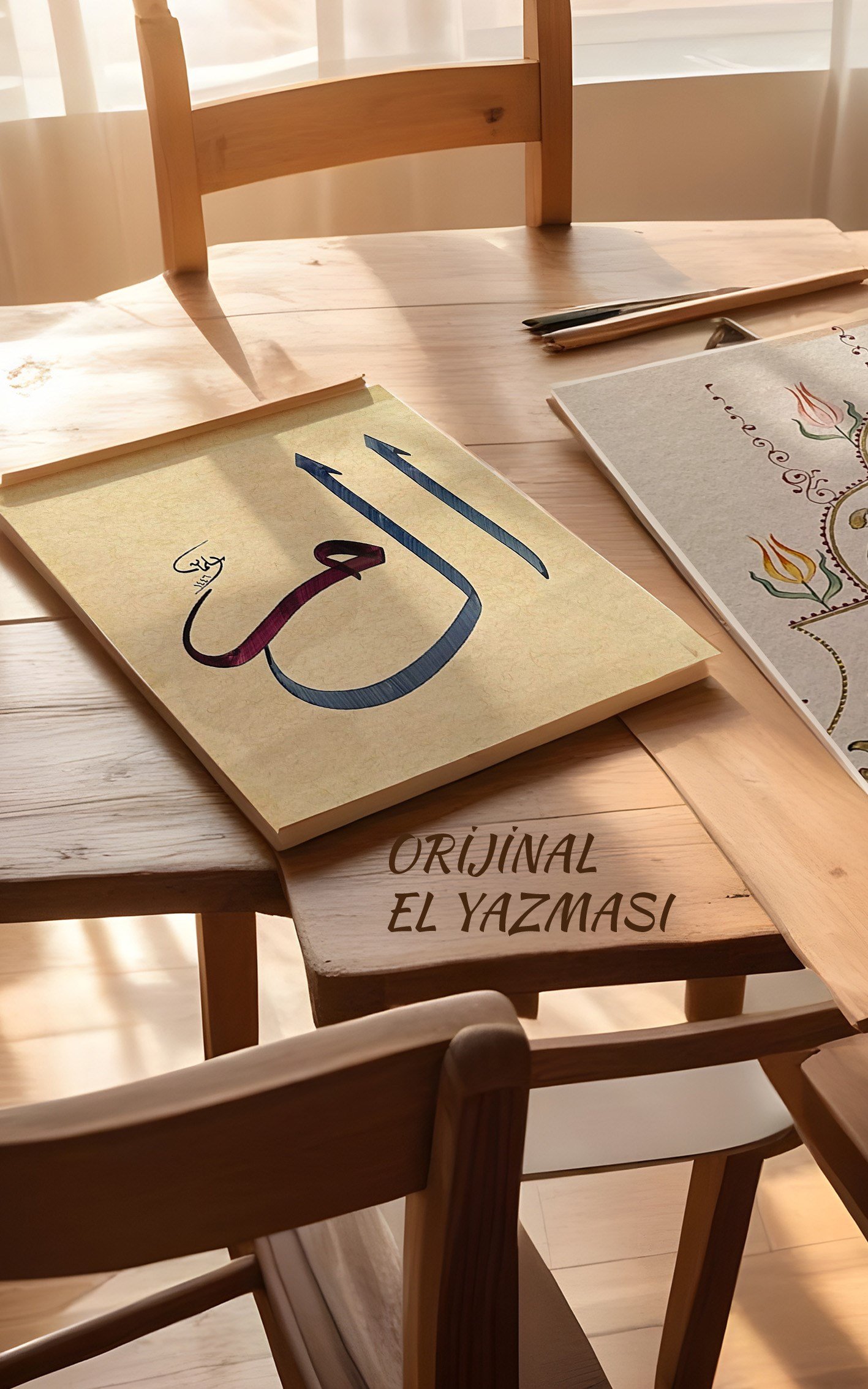 Elif Lam Mim (Mavi/bordo) | Hat Sanatı
