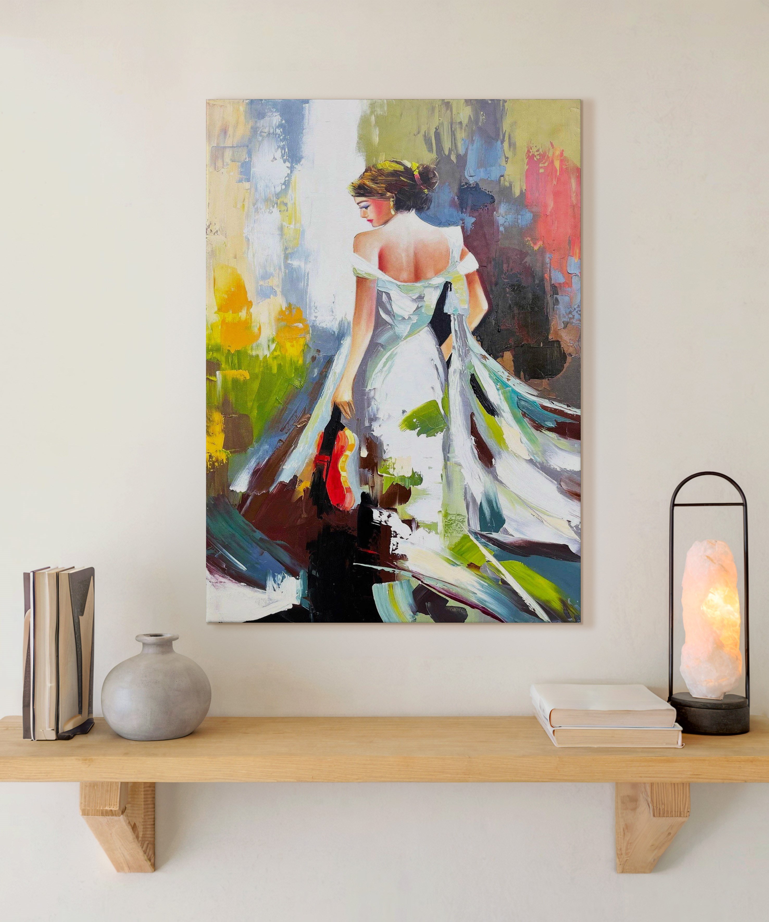 Elimde keman ve özgürlük rüzgarı  | Yağlıboya dokulu canvas baskı