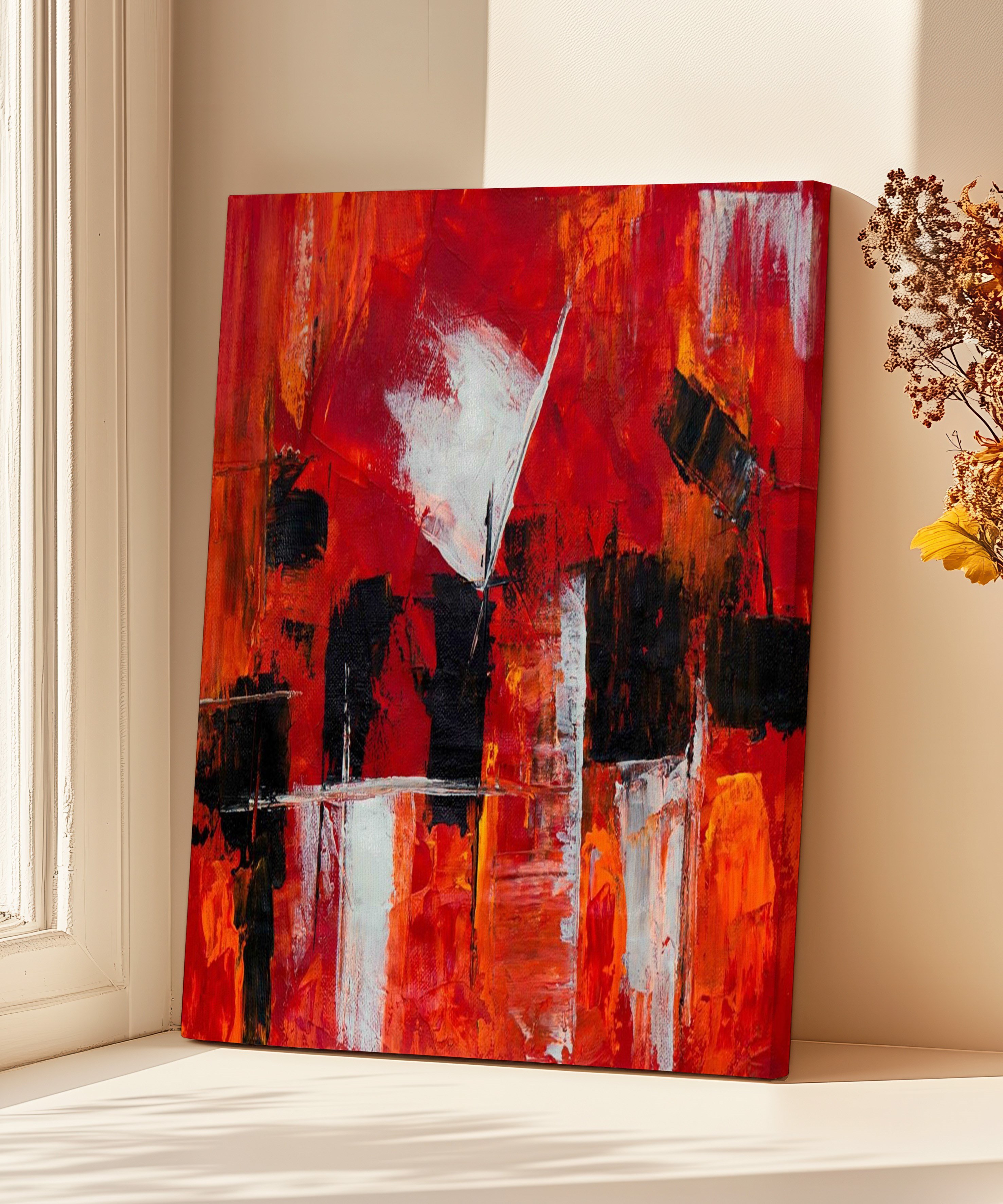 Fırçam kırmızı | Yağlıboya dokulu canvas baskı