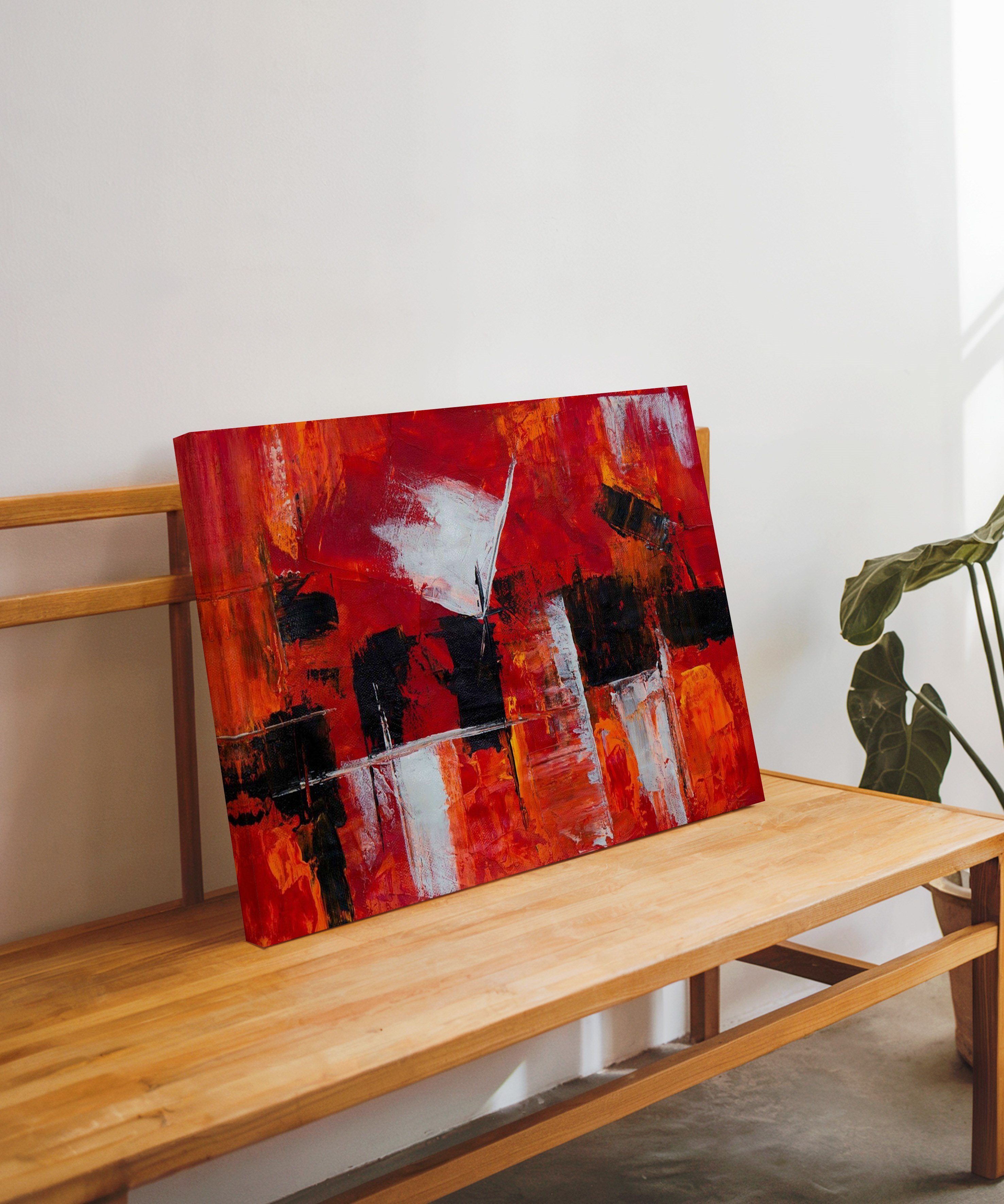 Fırçam kırmızı | Yağlıboya dokulu canvas baskı