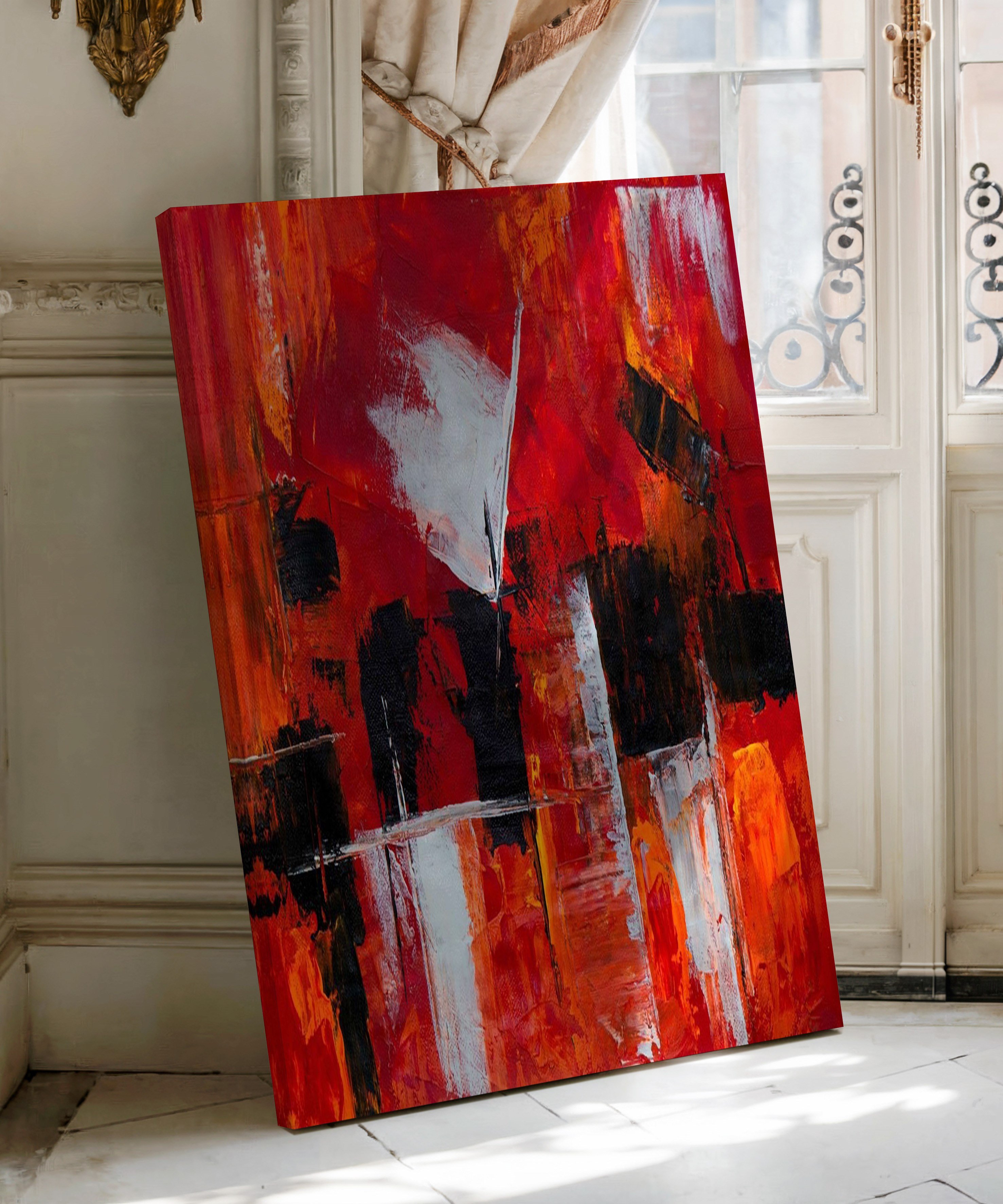 Fırçam kırmızı | Yağlıboya dokulu canvas baskı