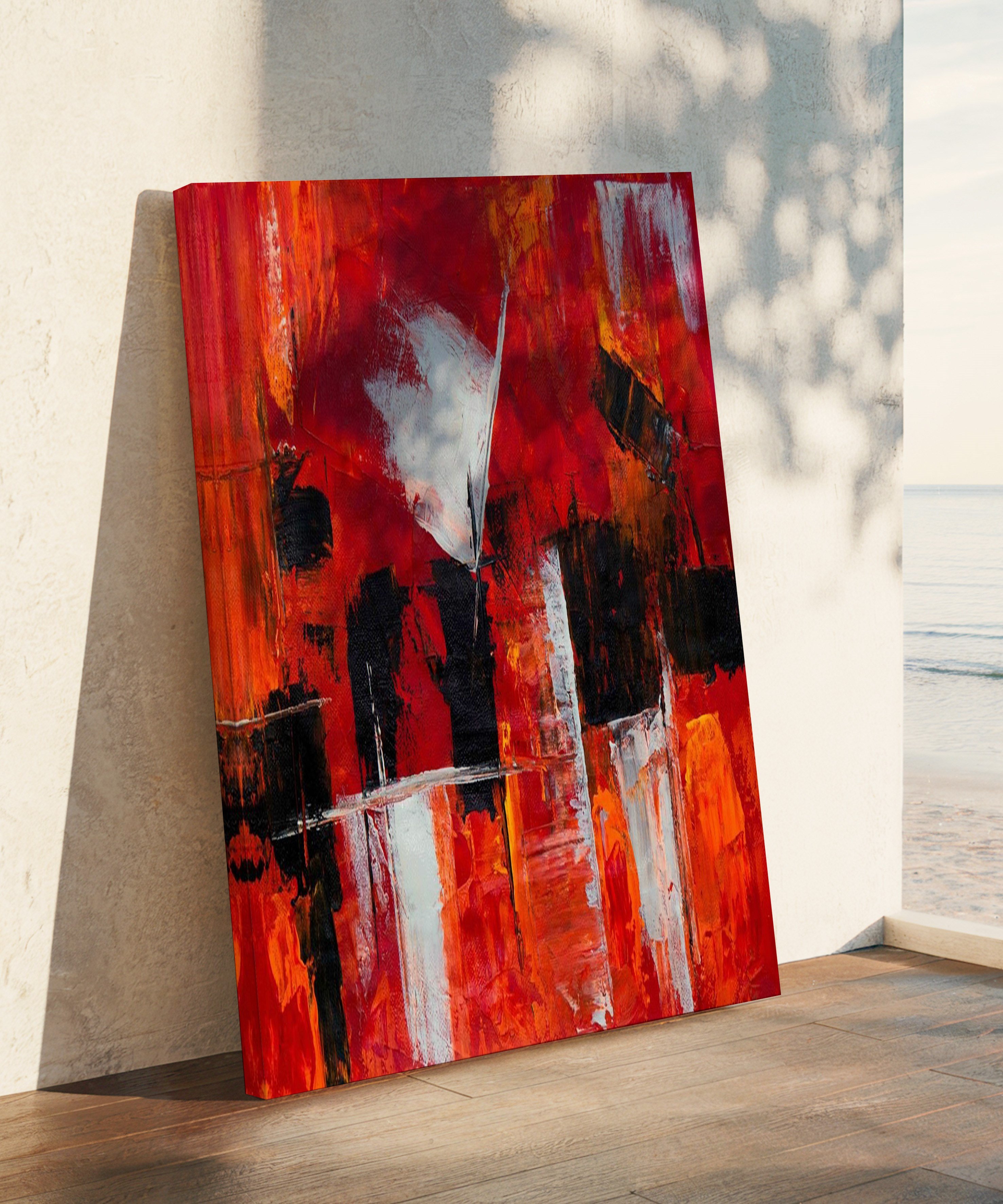 Fırçam kırmızı | Yağlıboya dokulu canvas baskı