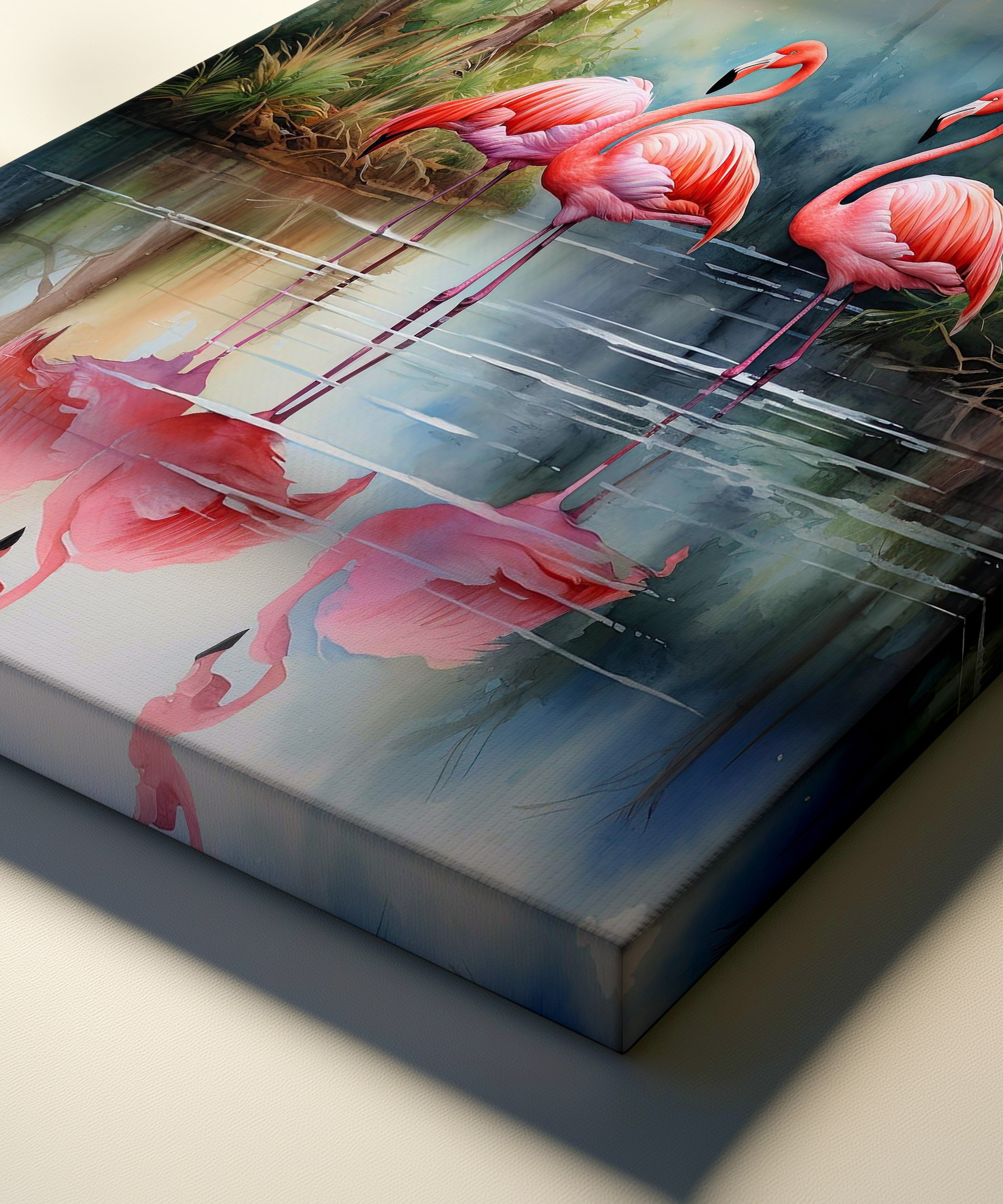 Flamingo Senfonisi | Yağlı Boya Dokulu Canvas Baskı