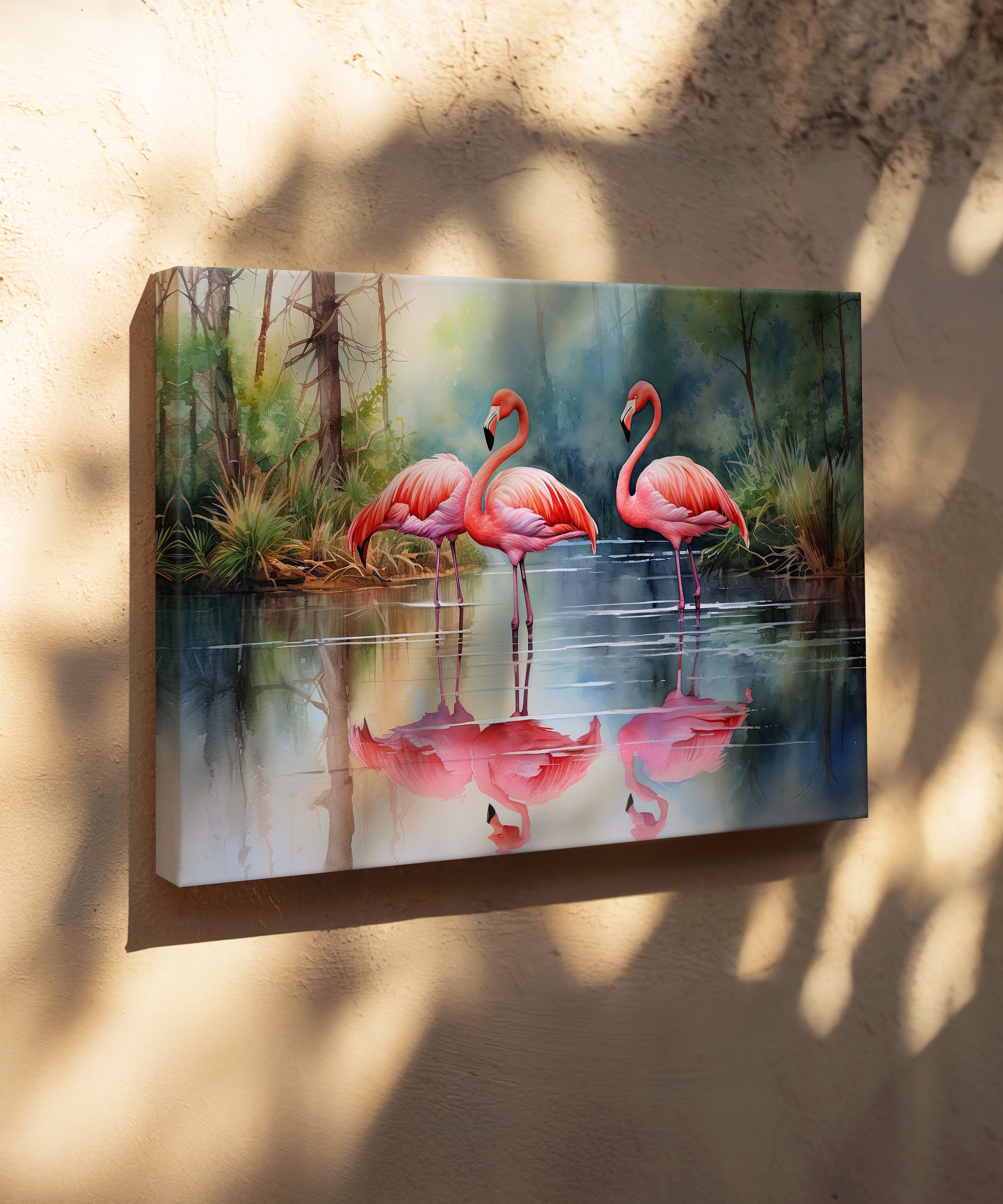 Flamingo Senfonisi | Yağlı Boya Dokulu Canvas Baskı