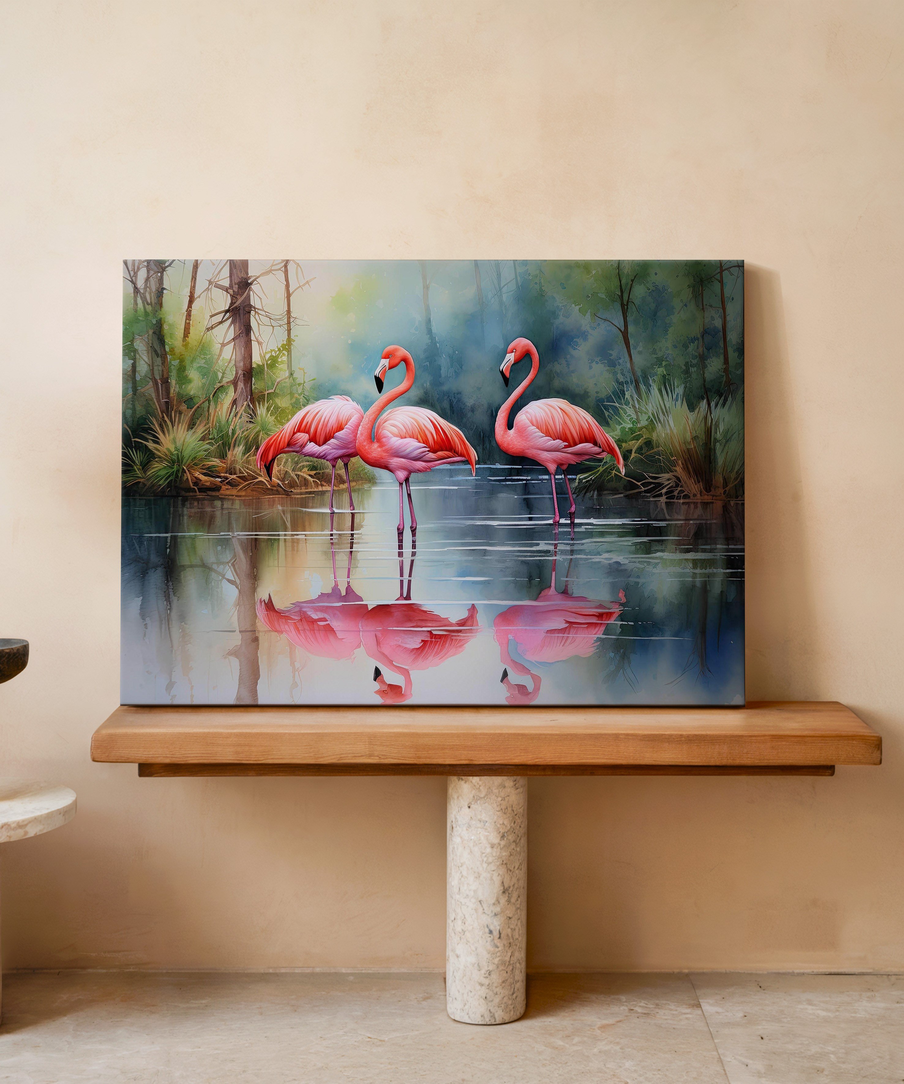 Flamingo Senfonisi | Yağlı Boya Dokulu Canvas Baskı